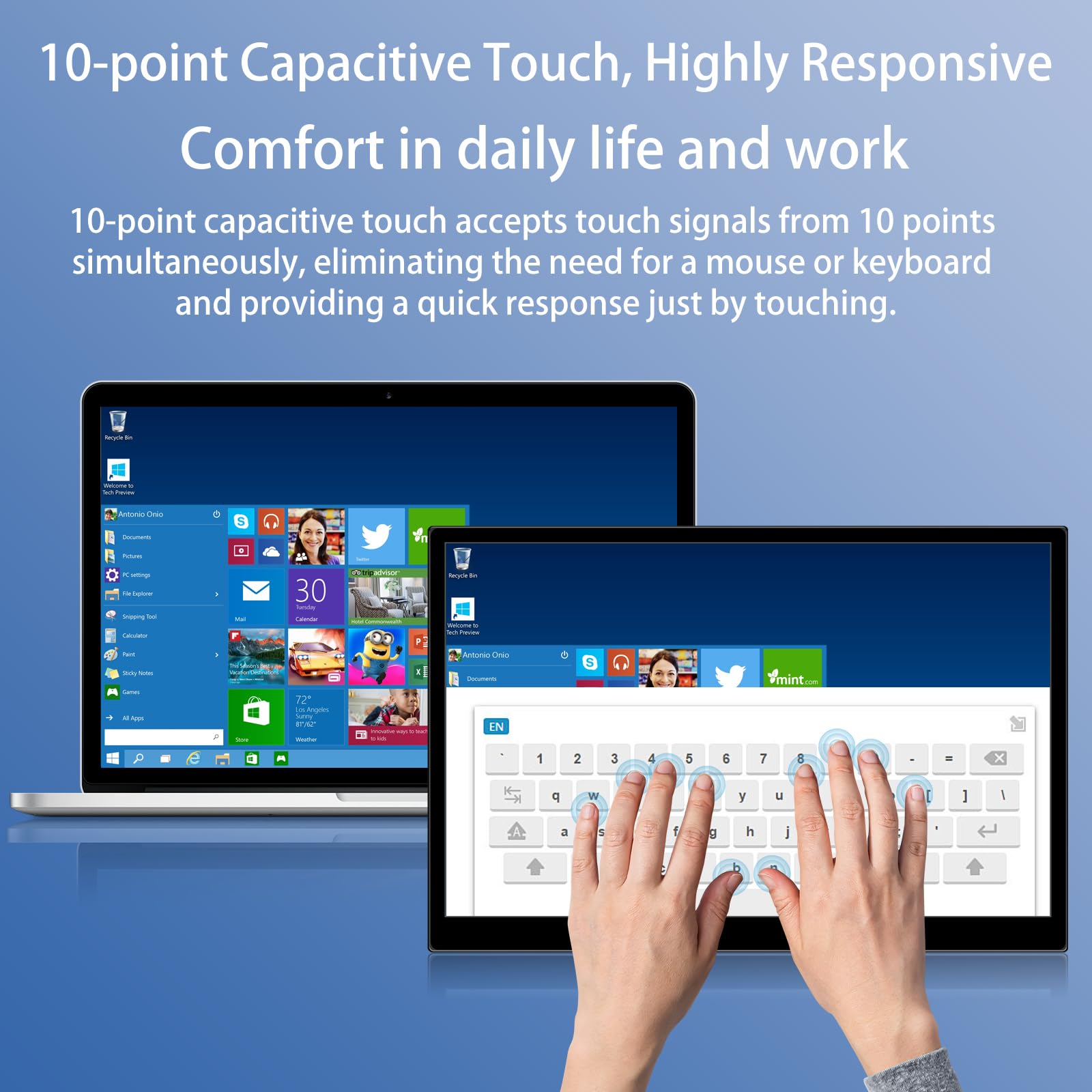 Portable Touchscreen Monitor, 16 Inch 1920X1200P Monitor Ips Touch Screen Monitor With Usb C Hdmi Port, 300Cd/M, External Monito