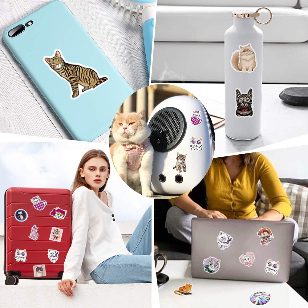 Cat Stickers For Kids Cute Cat Stickers For Water Bottles Vinyl Cat Stickers For Adults Laptop Cat Stickers Waterproof 50Pcs