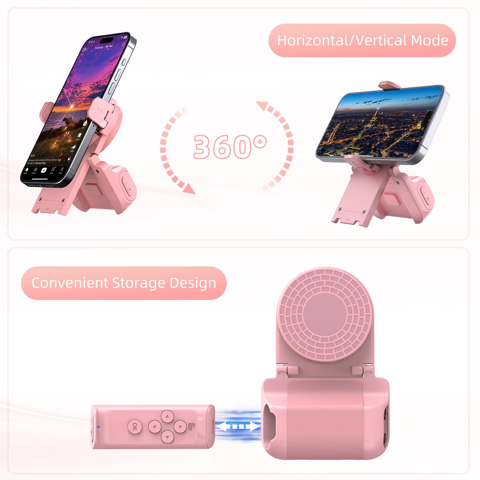 Milouz Remote Control Scrolling For Tiktok With Phone Stand,Page Turner For Kindle App E Book,Bluetooth Camera Shutter Remote Fo