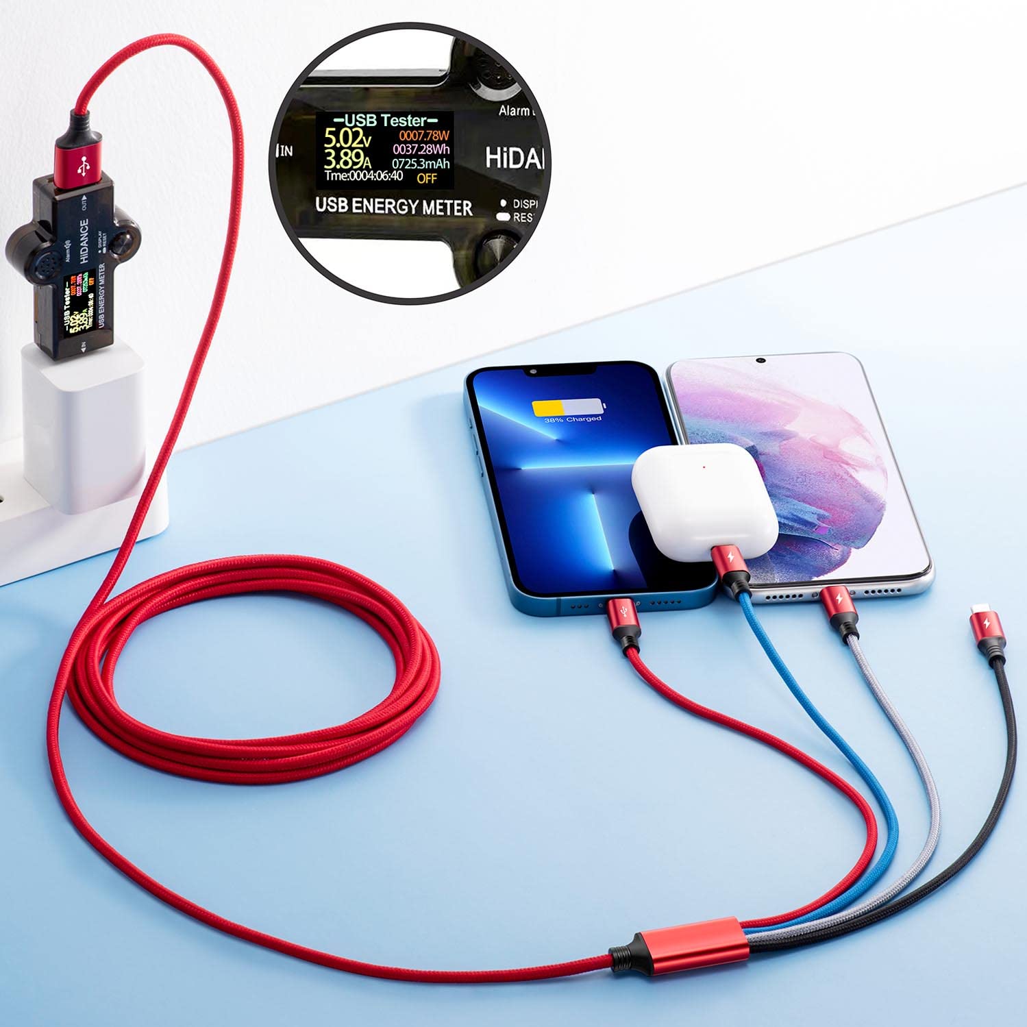 Multi Charging Cable,10Ft 2Pack Multi Fast Charging Cord, Braided Universal 4 In 1 Multi Charger Cable, Long Multi Usb Cable Ada