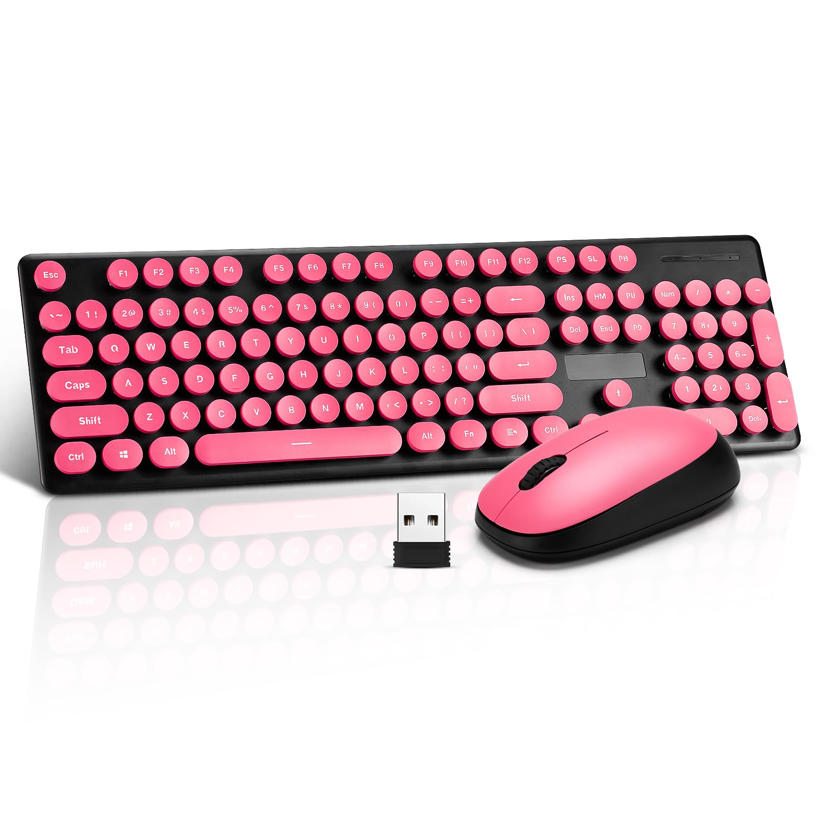 Wireless Keyboard and Mouse Combo, Full Size Compact Quiet Wireless Keyboard and Mouse Set 2.4G UltraThin Sleek Design for Wind