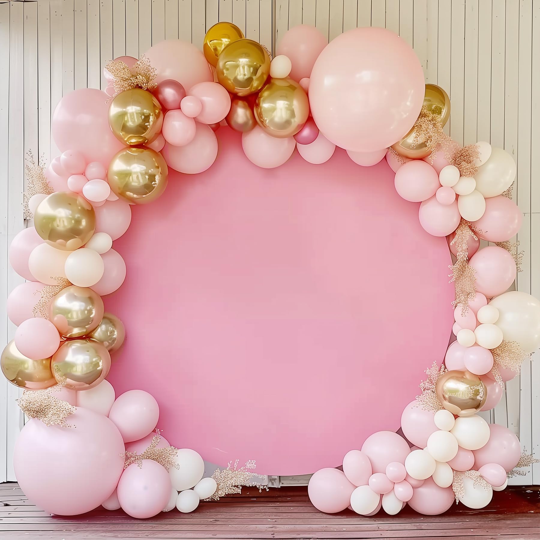 Haefoo 7.2FT Pink Round Backdrop Cover for 5 to 7.2ft Circle Arch Stand - Adjustable Round Arch Cover Circle Backdrop Cover for 