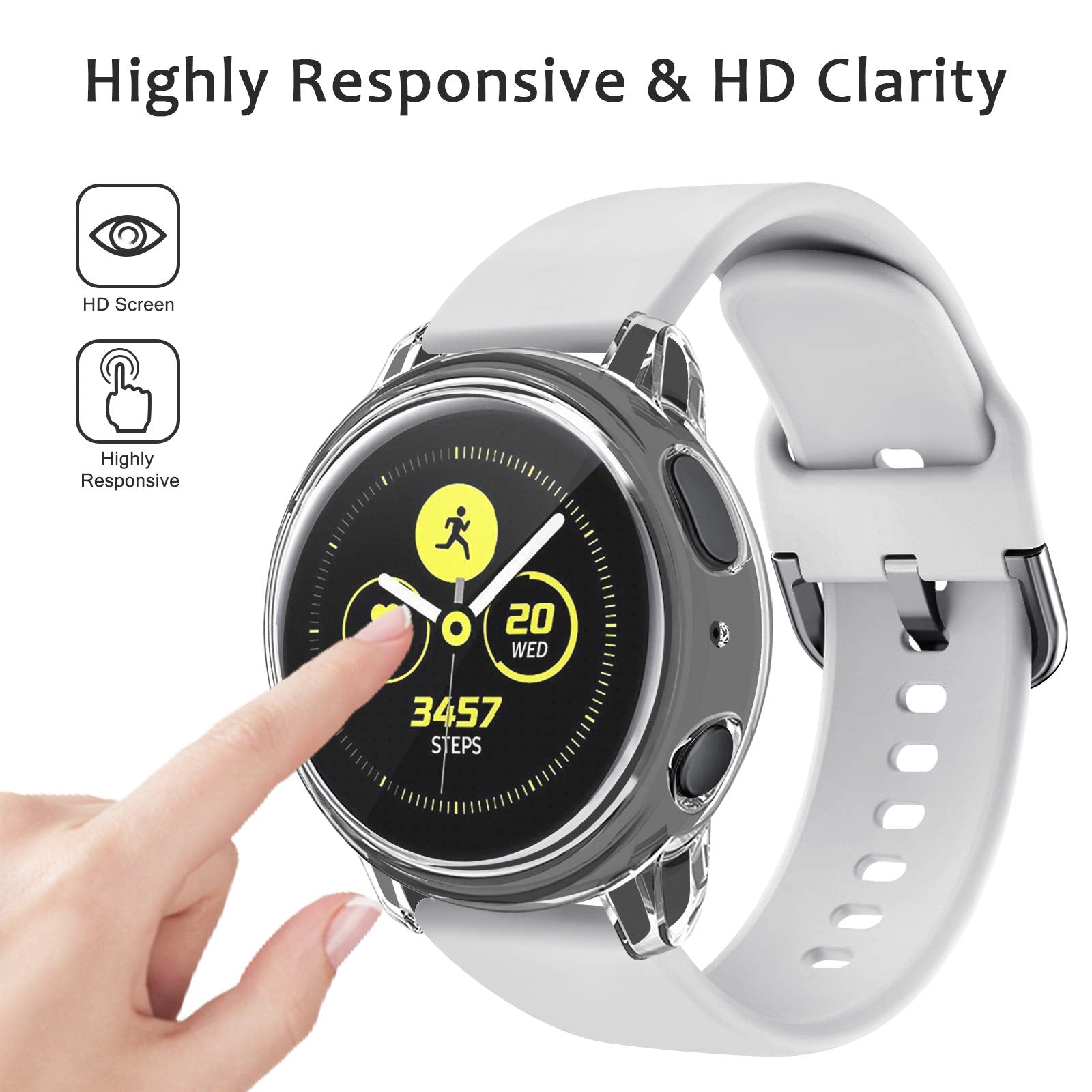 Amzpas [4 Pack] Compatible With Samsung Galaxy Watch Active 2 Screen Protector Case 44Mm, Soft Tpu Full Around Cover For Samsung