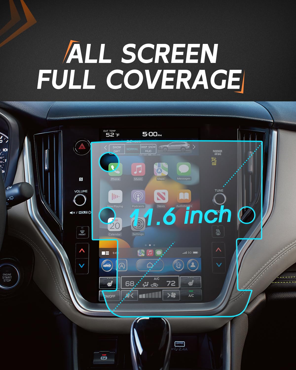 Cdefg (Matte Screen Protector For Subaru Outback Legacy 2025 2024 2023 2022 2021 2020 Accessories Premium Onyx Edition Wilderness Limited Touchscreen  11.6' Matte Anti Glare Tempered Glass