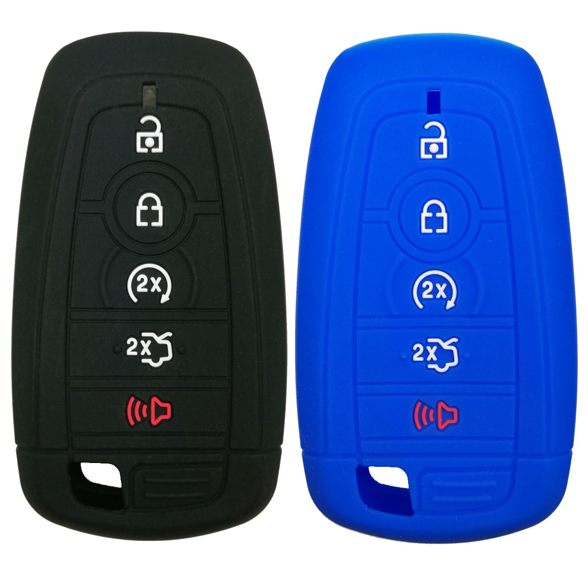 Coolbestda 2Pcs Rubber Key Fob Skin Cover Protector Keyless Jacket Holder For 2018 2019 2020 2021 Ford Bronco Mustang Fusion Rap