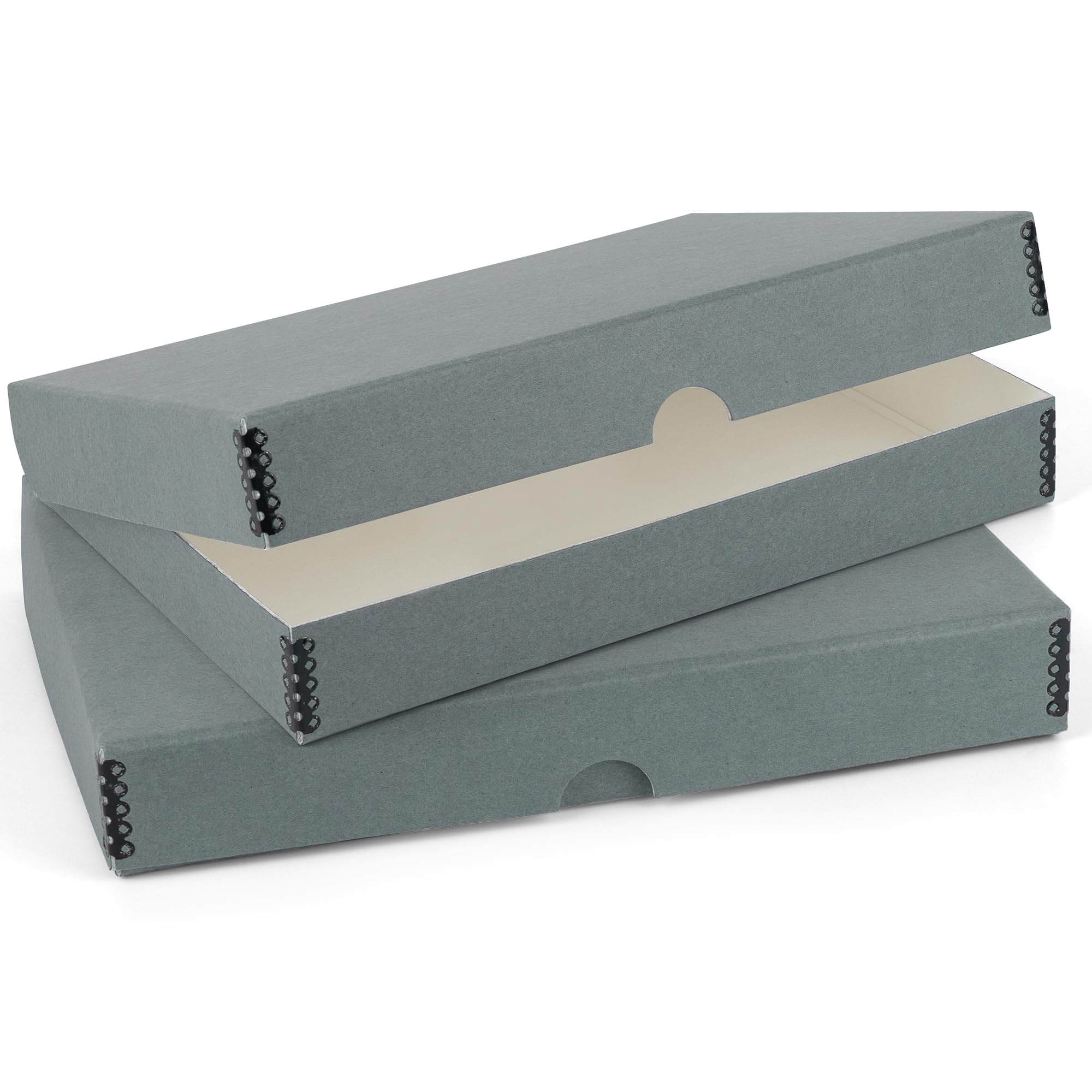 Lineco Folio Storage Box, Clamshell Design With Metal Edge. 18.5X24.5X1.75 In, Archival Boxboard, Preserve Photos, Prints, Cards, Magazines, Documents, Art, Ephemera, Family Records, Gray, Pack Of 2