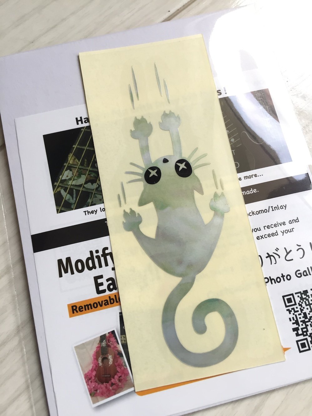 ?????(Jockomo) Inlay Cat Guitar And Bass Musical Instruments Sticker/Decal (B 300Rc Wt)