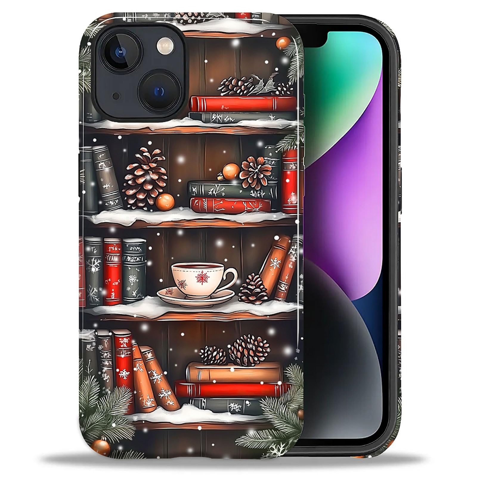 Goodsprout for iPhone 14 Plus Case,Hybrid 2-Layer Hard Shell + Silicone Protective Case -Resistant Shockproof- Christmas Tree Sn