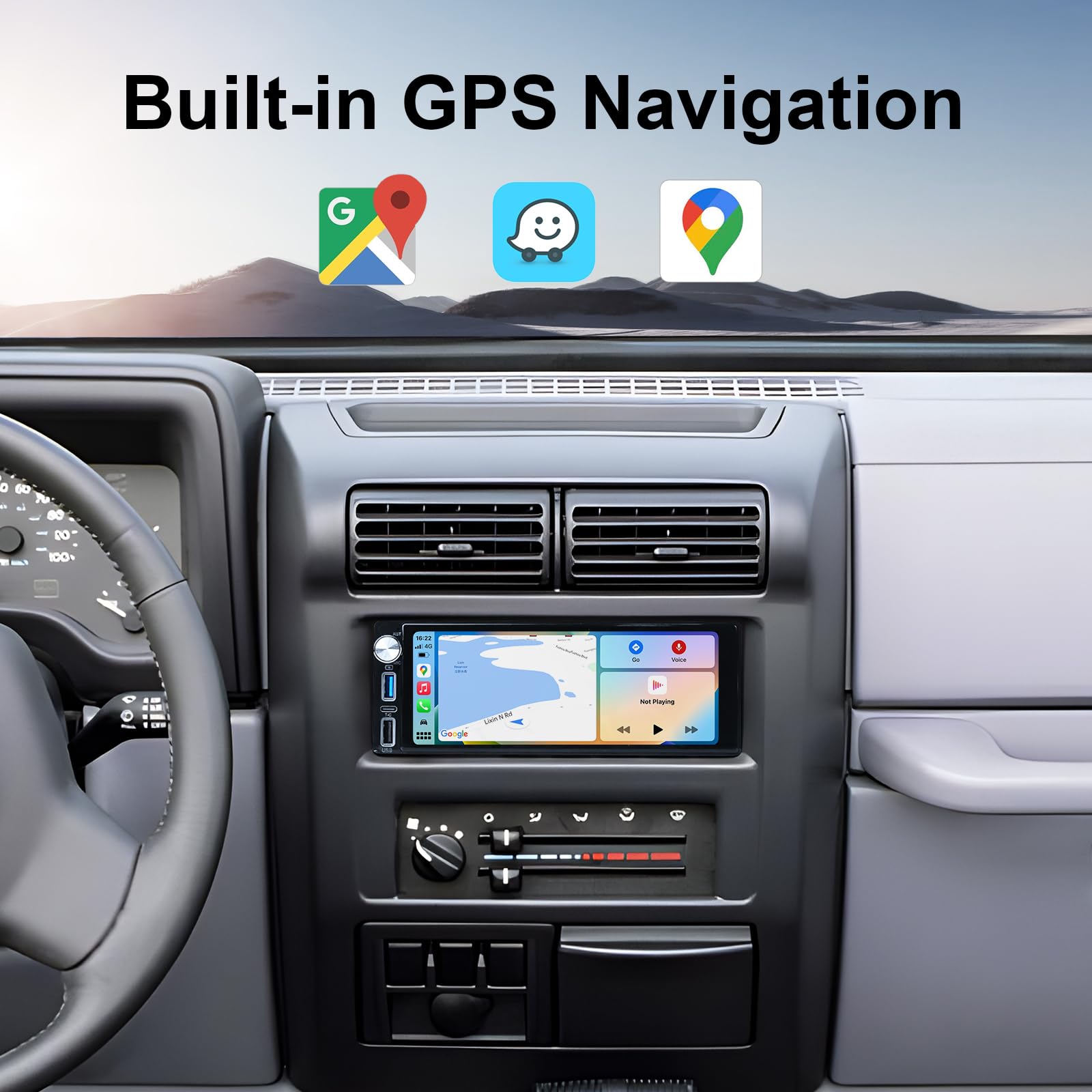 6.9 Inch Single Din Touchscreen Car Stereo   Android 12 2Gb+64Gb Type C&Usb Single Din Wired/Wireless Apple Carplay Android Auto