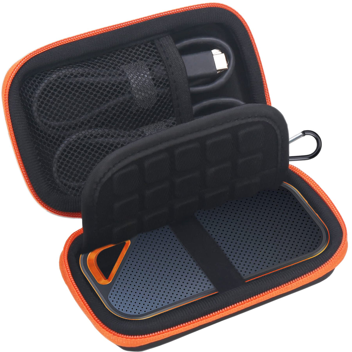 Lacdo Hard Carrying Case for SanDisk Extreme Pro/SanDisk Extreme Portable External SSD 500GB 1TB 2TB 4TB USB-C Solid State Drive EVA Shockproof Water Repellent Protective Storage Travel Bag, Orange