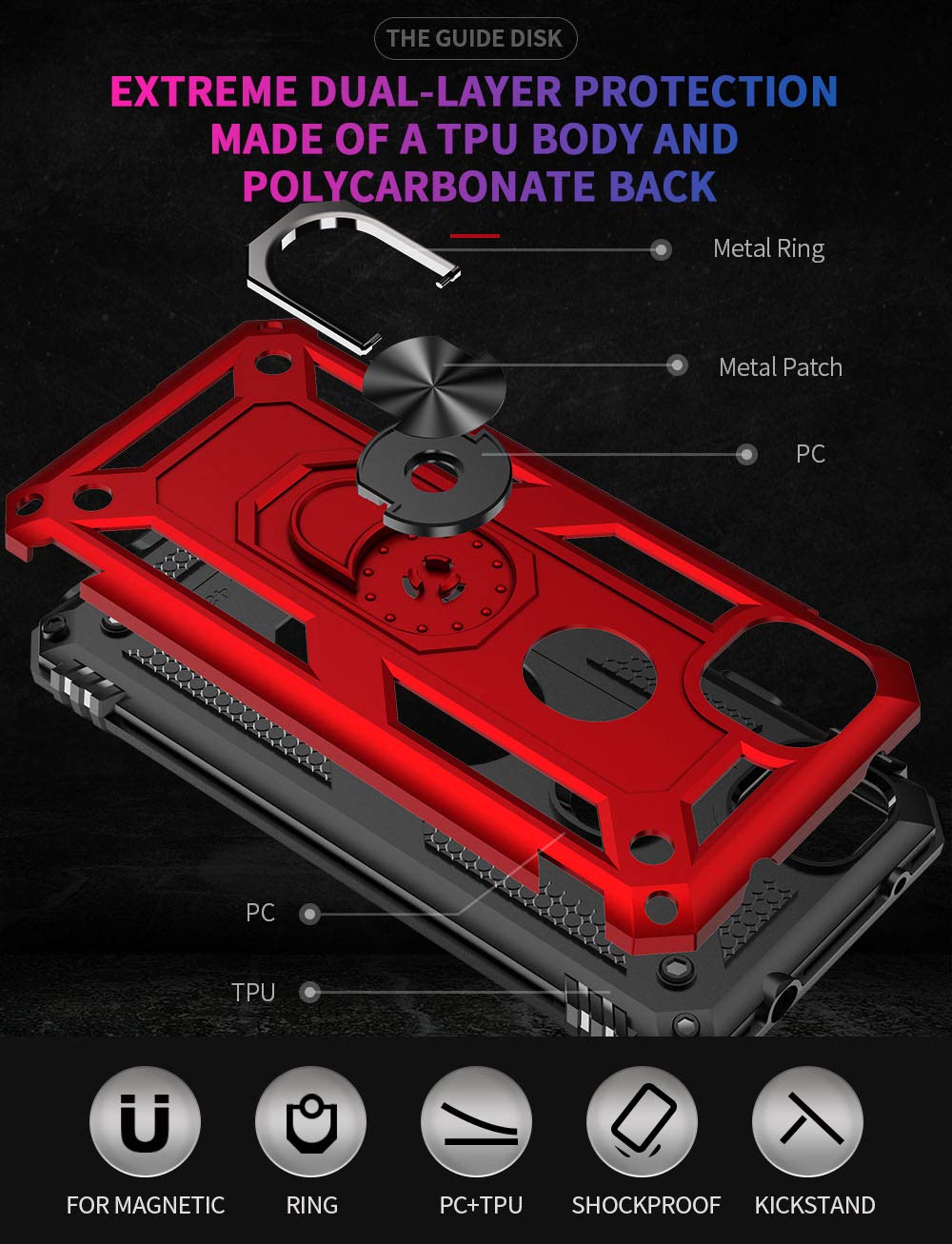 Addit Phone Case For Google 4A 4G,Google Pixel 4A 4G Case, Military Grade Protective Google Pixel 4A Cases Cover With Ring Car M