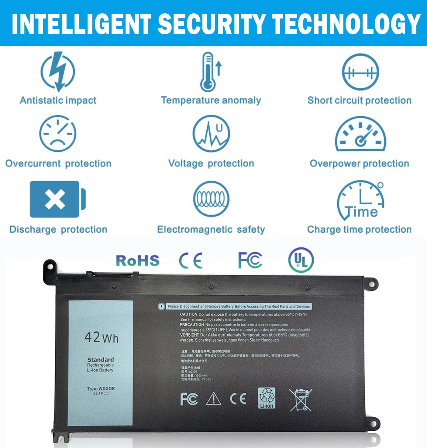 Wdx0R Battery For Dell Inspiron 7573 5570 5378 5565 5567 7378 7579 5379 5368 5578 5579 5765 5767 5775 7368 7560 7570 7569 5568 5