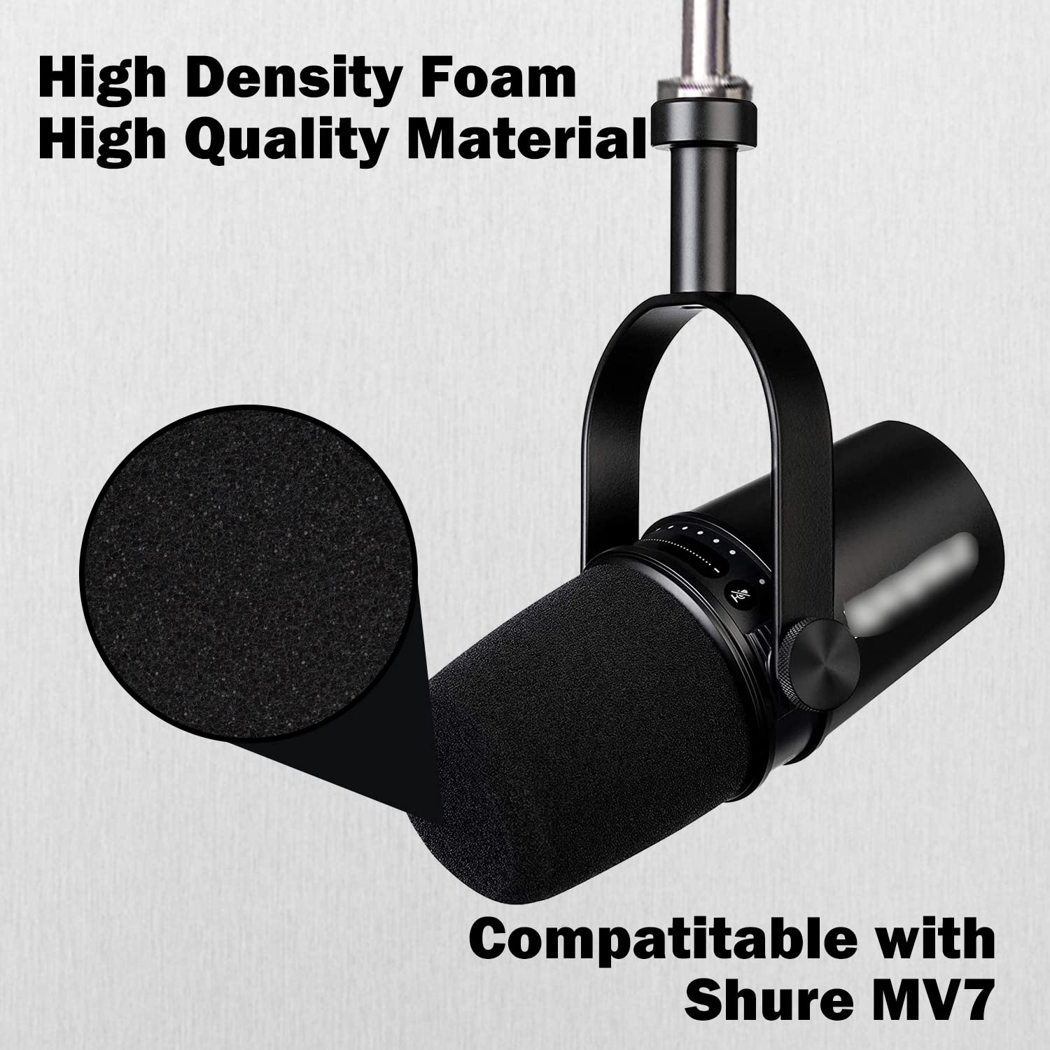 Boseen Microphone Foam Windscreen For Shure Mv7, Mic Cover Microphone Windscreen For Mv7 Professional Mic Foam For Recording, 3P