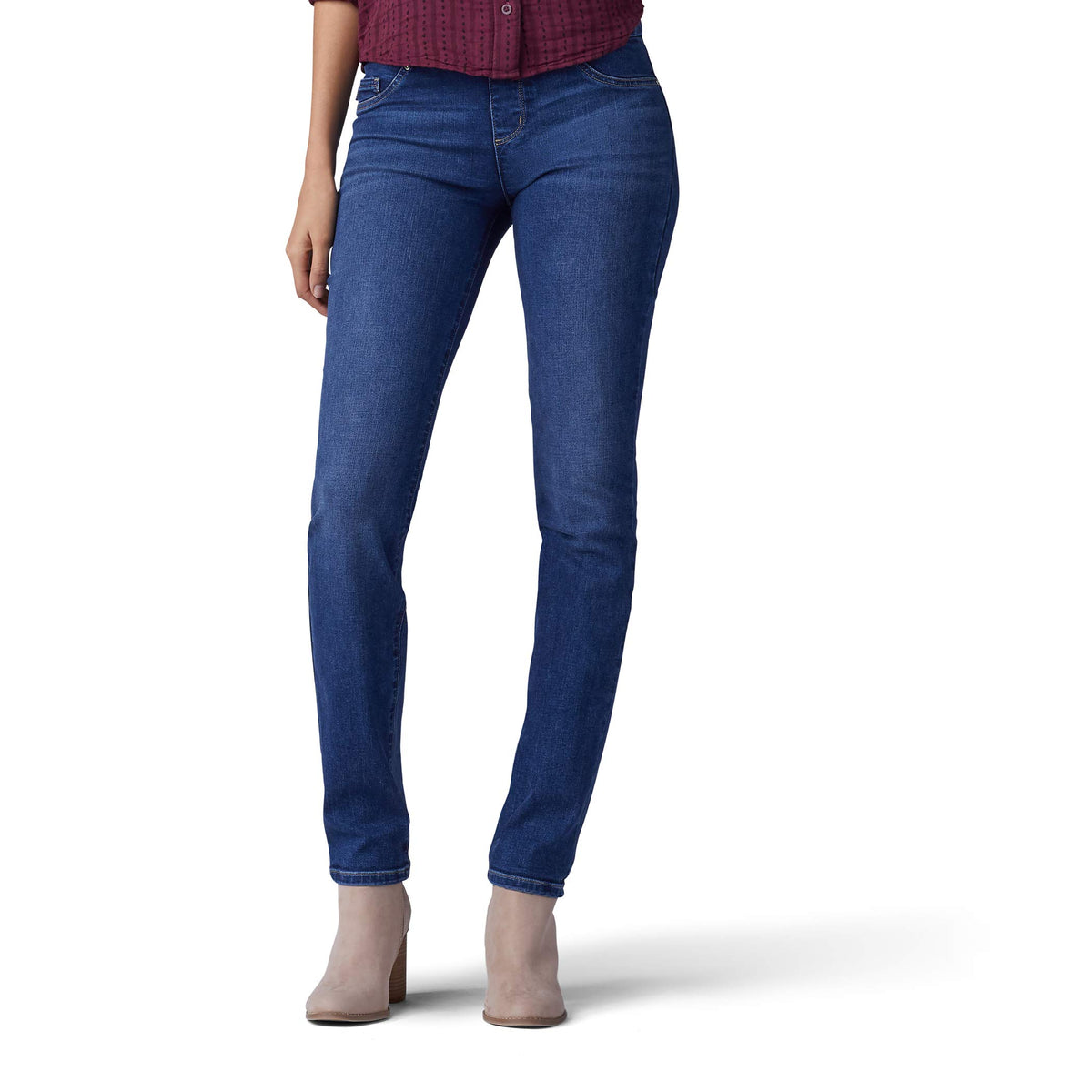 Lee Womens Sculpting Fit Slim Leg Pull On Jean, Expedition, 8 Short