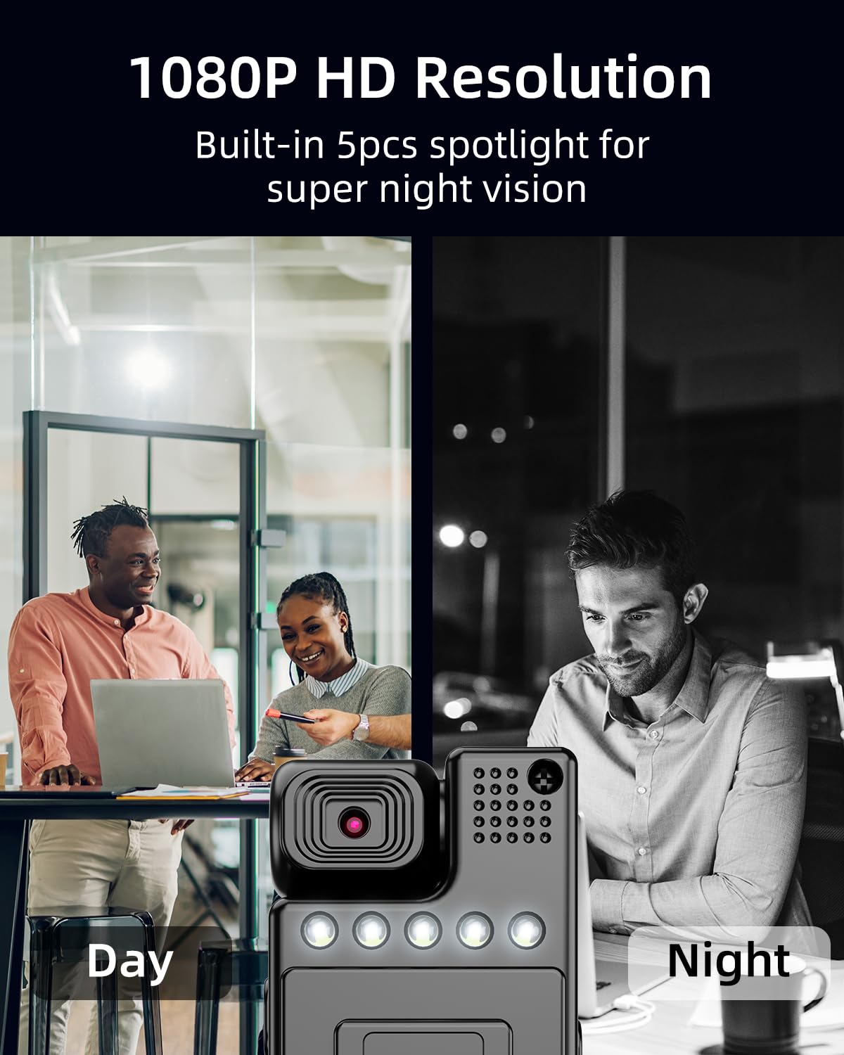 Vidcastive 64G Body Camera With Video And Audio Recording, 1080P Hd Police Body Worn Cam With 180 Rotatable Lens, Night Vision,