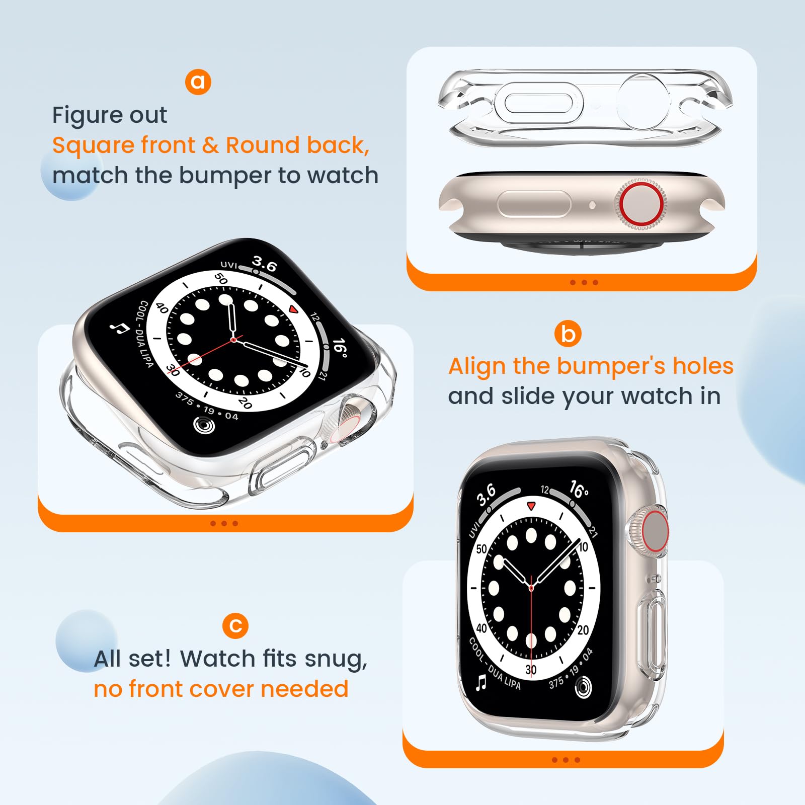 [2 Pack] Goton Bumper Case For Apple Watch Series 9 8 7 45Mm, Ultra Thin Soft Tpu Shockproof Case Cover Bumper Protector For Iwa