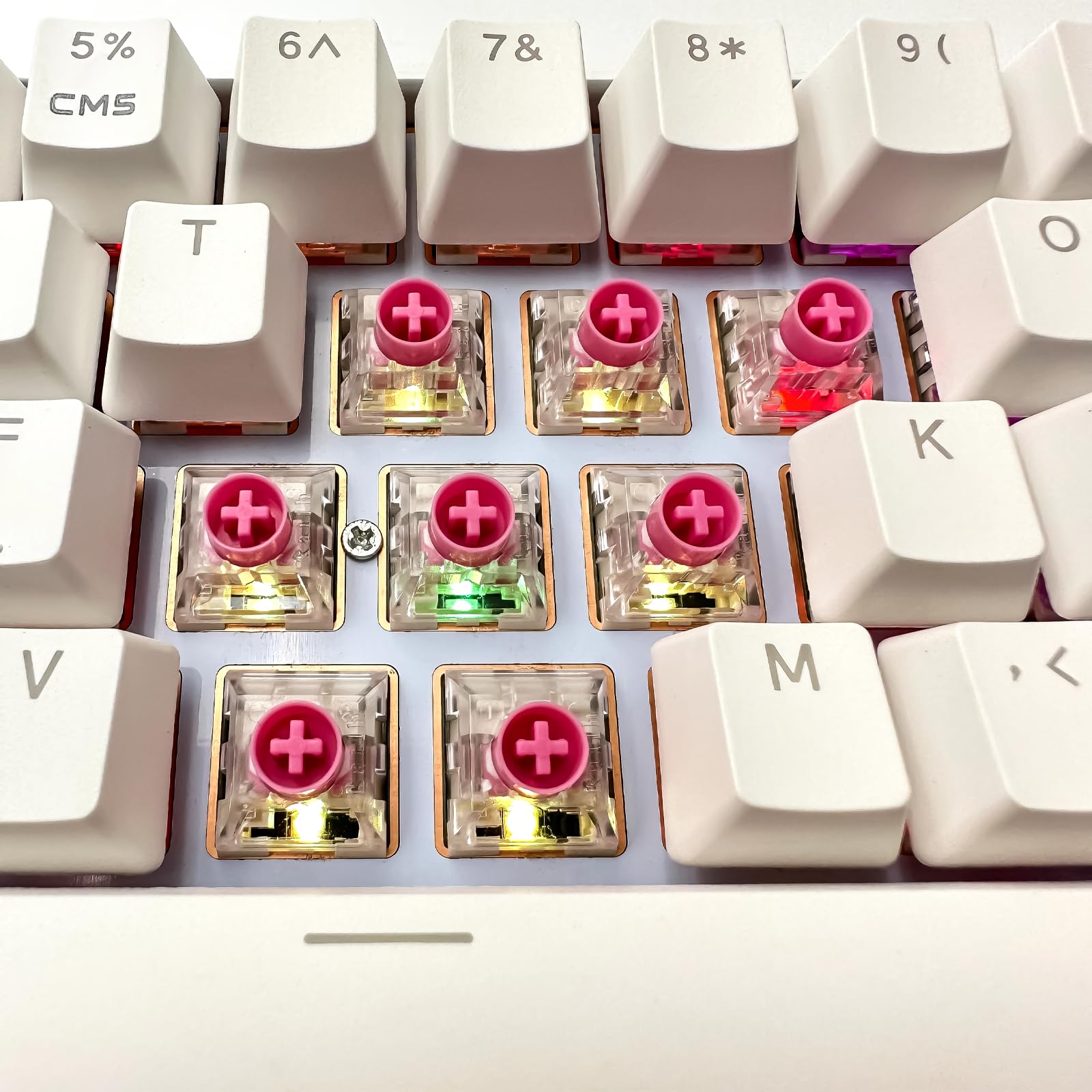 Silent Keyboard Switches,Kailh Box Silent Pink Switches For Mechanical Keyboard,3 Pin 35Gf Linear/Typing&Gaming/Waterproof Switc