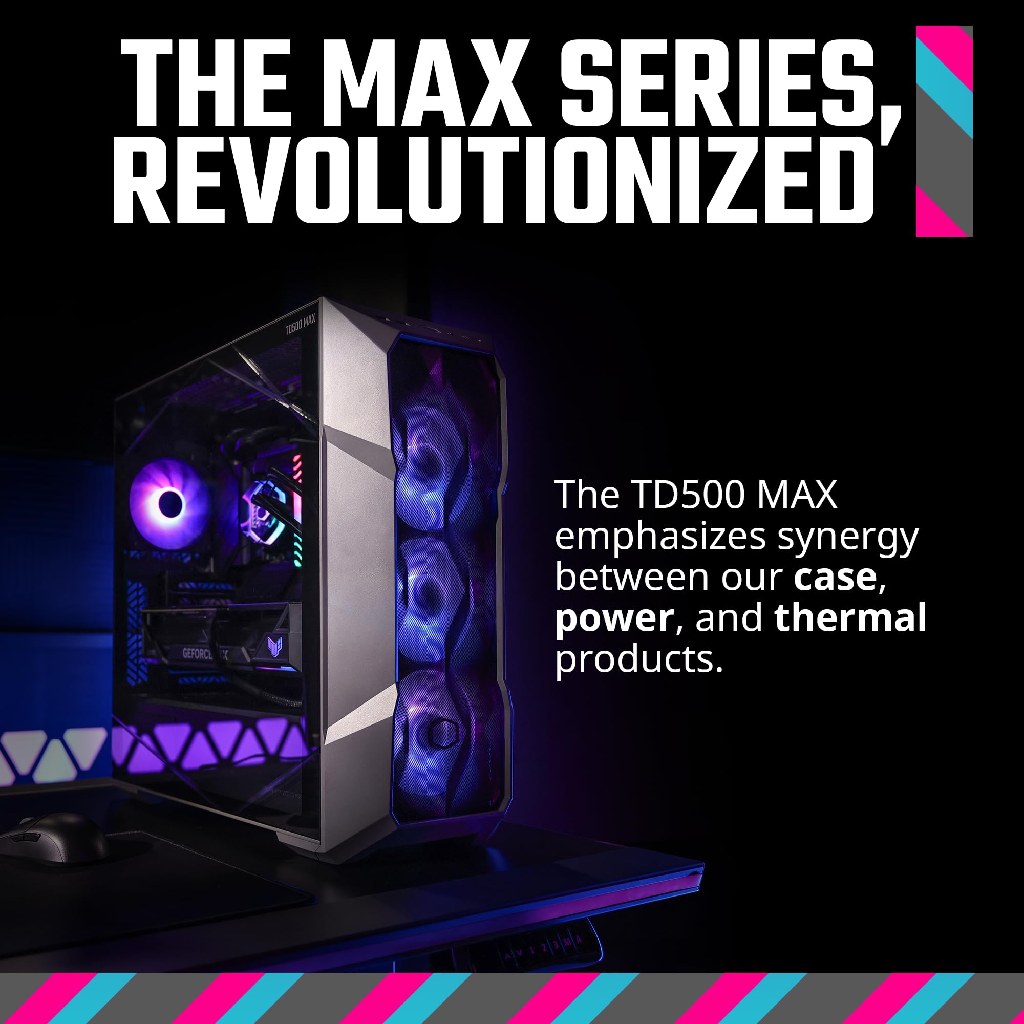 Cooler Master Td500 Max Atx Mid Tower Case, Custom Atmos 360 Max Aio, Gx Ii Gold 850W Atx 3.0 Psu, Mobius 120P Argb Pwm Fan, Typ