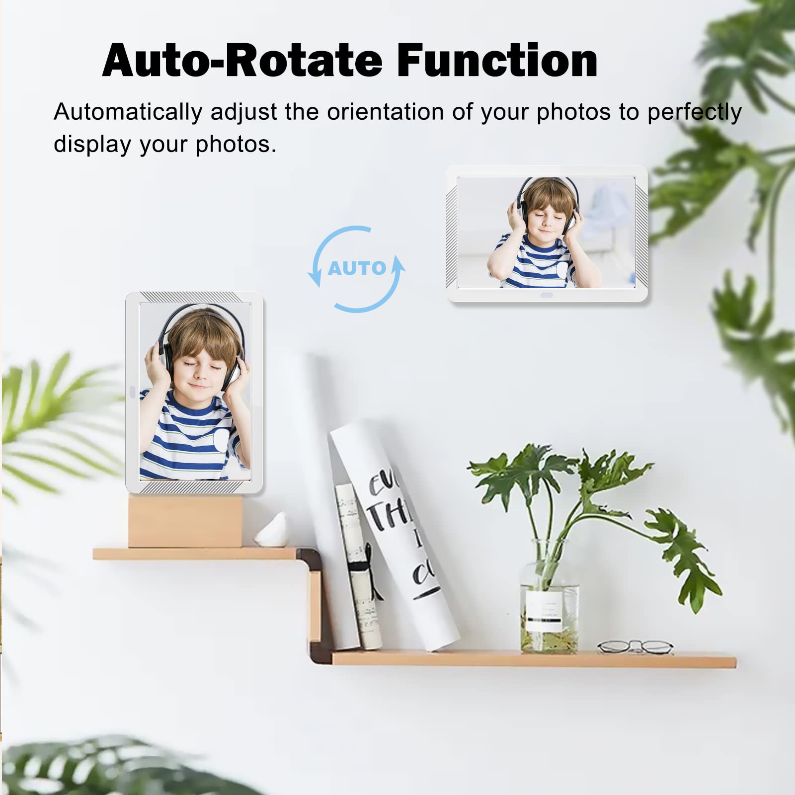 Atatat 8 Inch Digital Photo Frame With High Resolution 1920X1080 16:9 Ips Screen/1080P 720P Video Player/Stereo/Mp3/Auto Rotate/