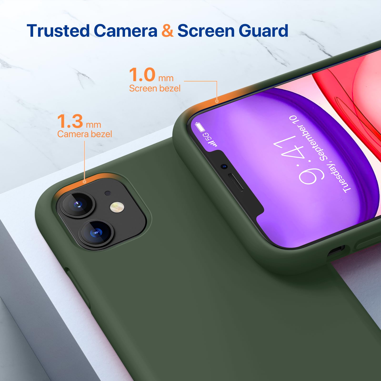 Miracase Designed For Iphone 11 Phone Case, With Screen Protector, Liquid Silicone Gel Rubber Full Body Drop Protection Shockpro