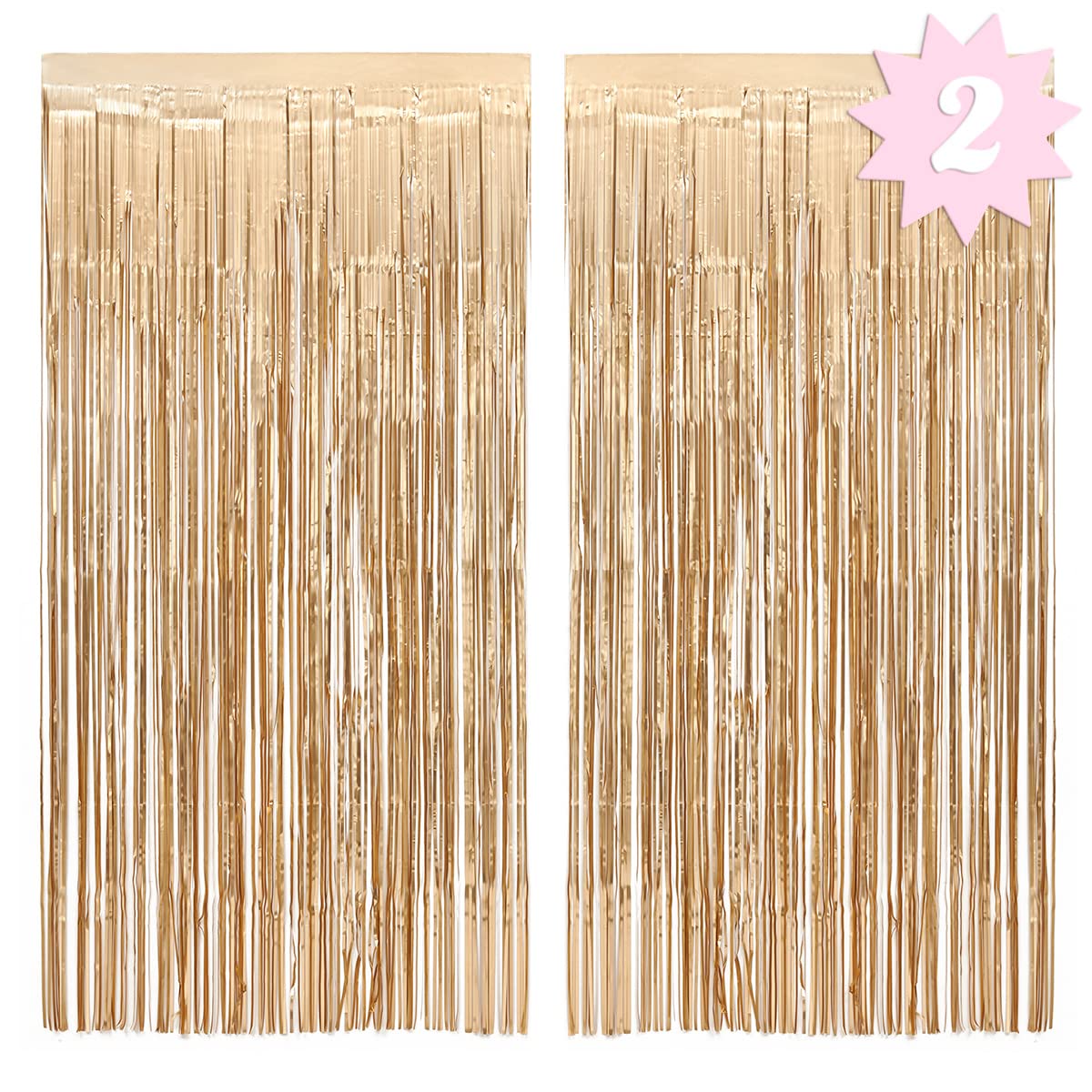 Xo, Fetti Party Decorations Matte Gold Fringe Foil Curtain   Set Of 2 | Bachelorette, Bridal Shower Backdrop, Wedding, Birthday