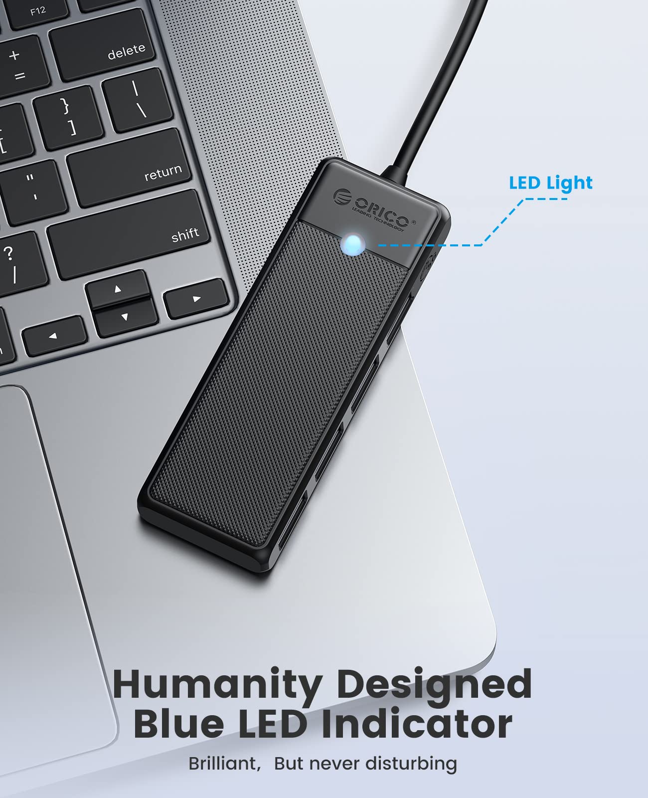 USB 3.0 Hub, ORICO 4 Port USB Hub with 3.3FT Long Cable, Ultra Slim USB Splitter for Laptop for MacBook, Mac Pro, iMac, Surface Pro, XPS, PS5,PC, Flash Drive, Mobile HDD(Black/3.3ft)