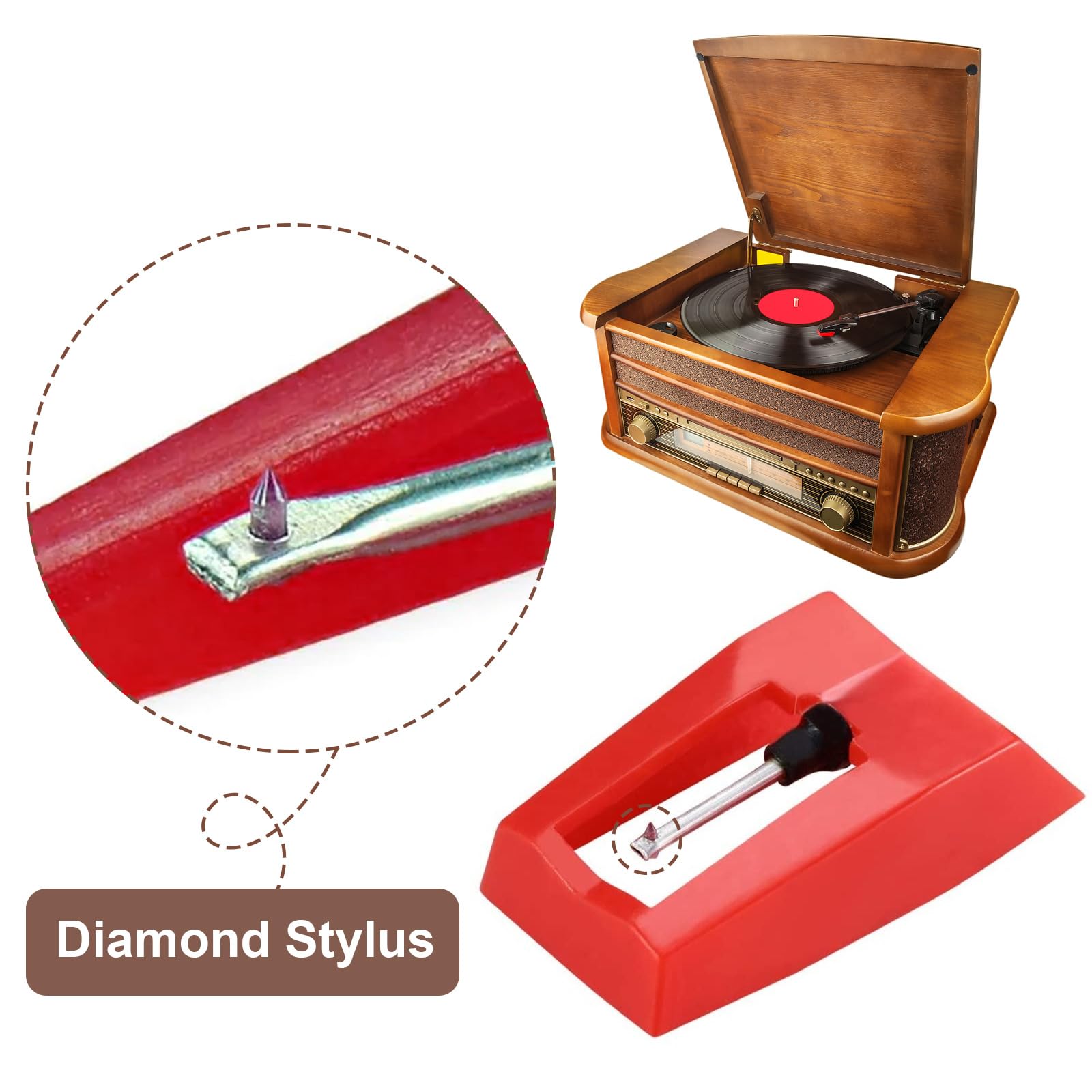 Record Player Needle, 3Pcs Turntable Replacement Needles Record Player Needle Replacement For Vinyl Record Player, Diamond Stylu