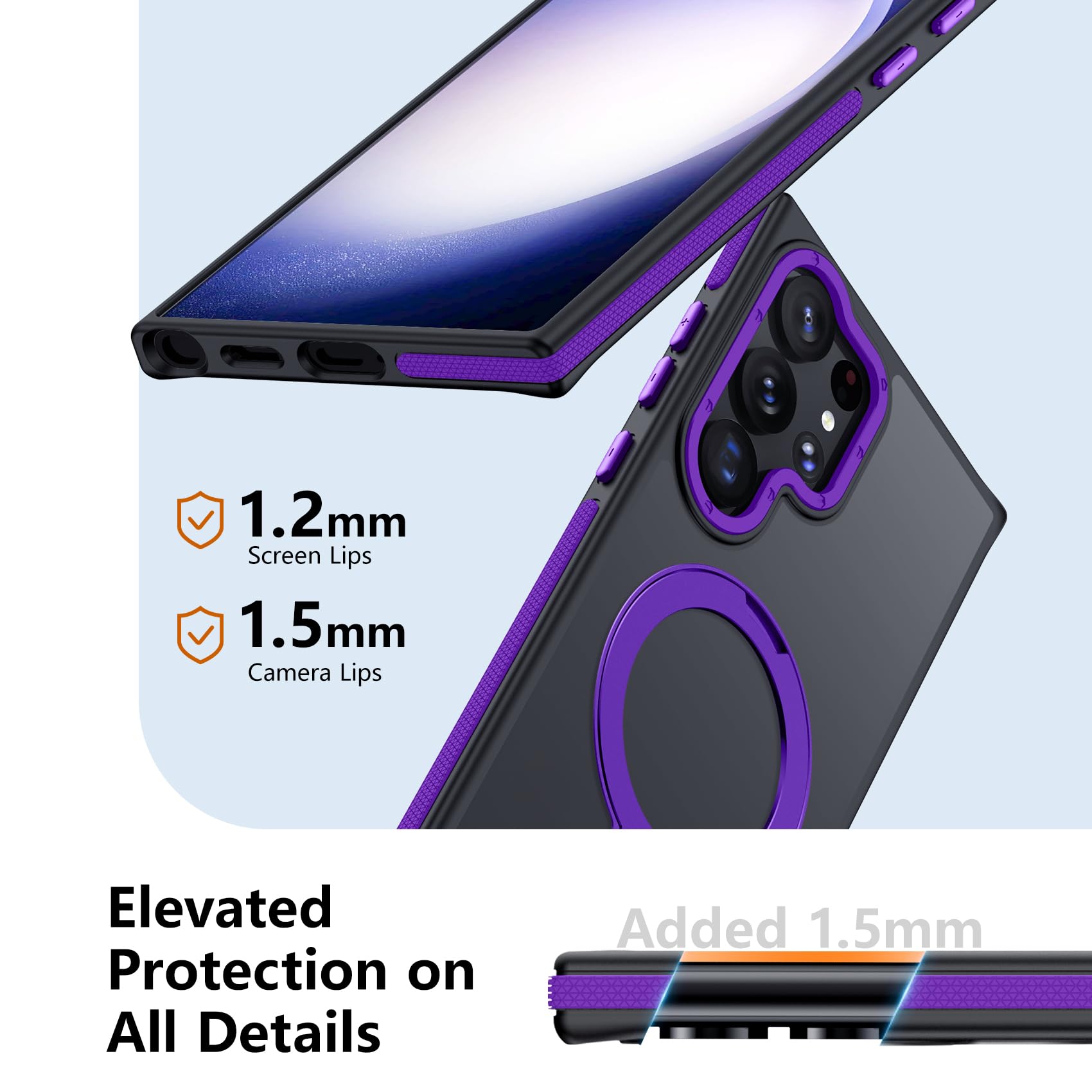 Mondelete For Samsung Galaxy S23 Ultra Case, Magnetic Adjustable Ring Stand [Fit For Magsafe], [Military-Grade Shockproof Protec