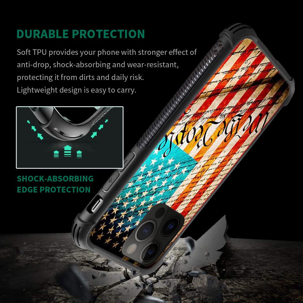 Iphone 14 Case,Us Constitution Overtop American Flag Iphone 14 Cases For Men Boy,Drop Protection Cool Pattern With Soft Tpu Bump