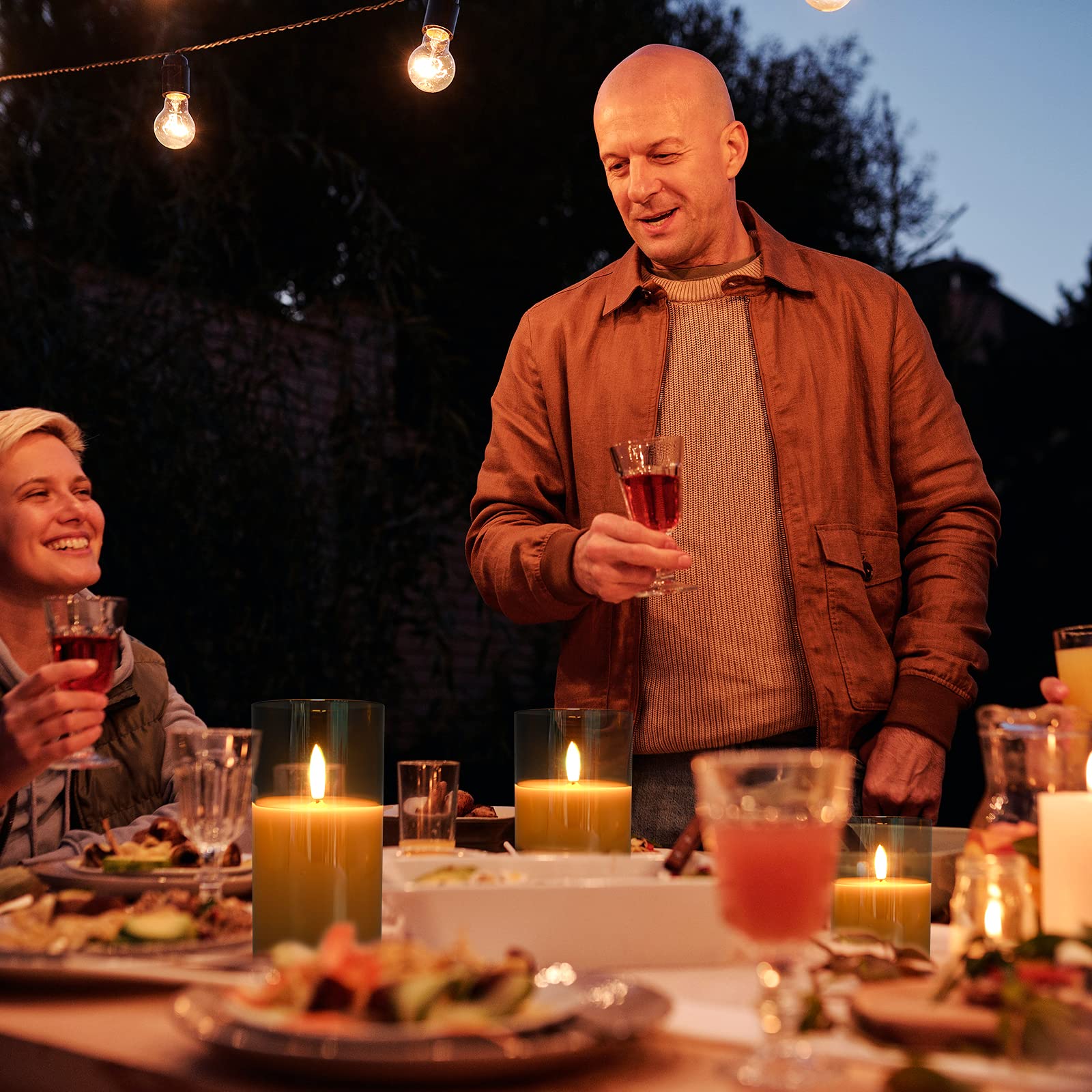 Rechargeable Led Flameless Candles Flickering With Timer & Remote Control, Built-In Battery Led Candles, Gray Glass Candles Gift