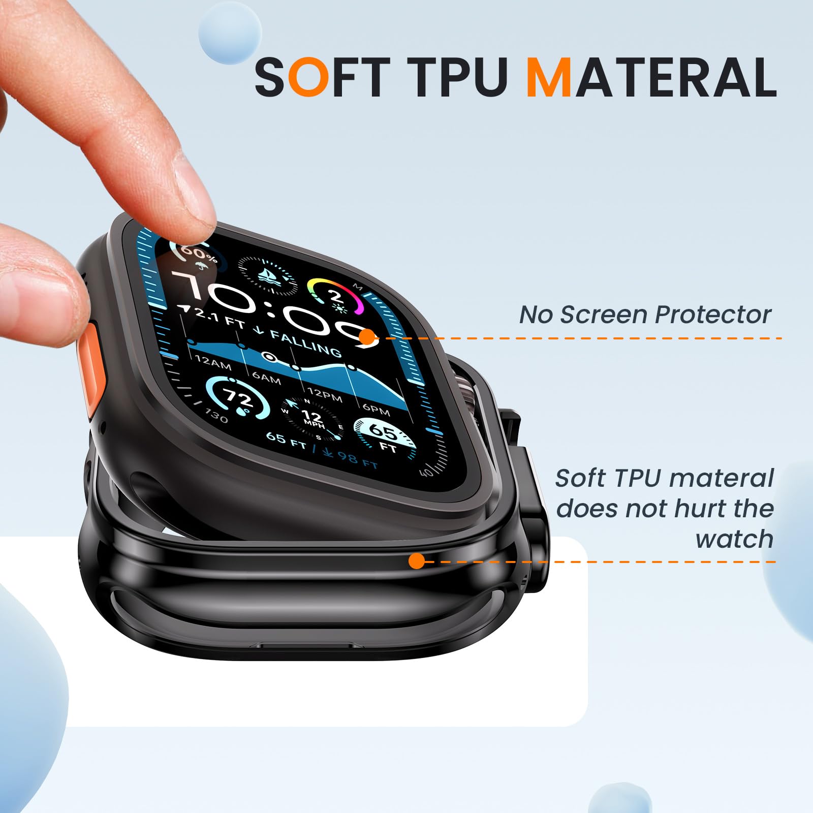 [2 Pack] Goton Bumper Case For Apple Watch Series Ultra 2 Ultra 49Mm, Ultra Thin Soft Tpu Shockproof Case Cover Bumper Protector