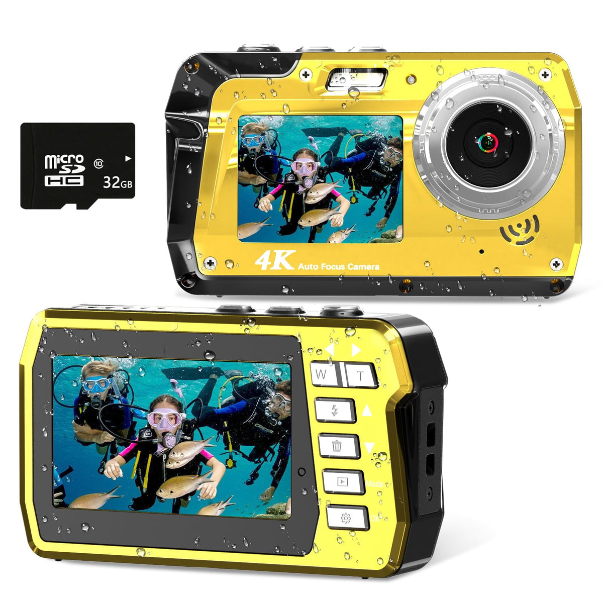 Underwater Camera, Waterproof Camera With 32Gb Card(Installed), 4K Fhd 48Mp Dual Screen Selfie Digital Camera For Photography, 1