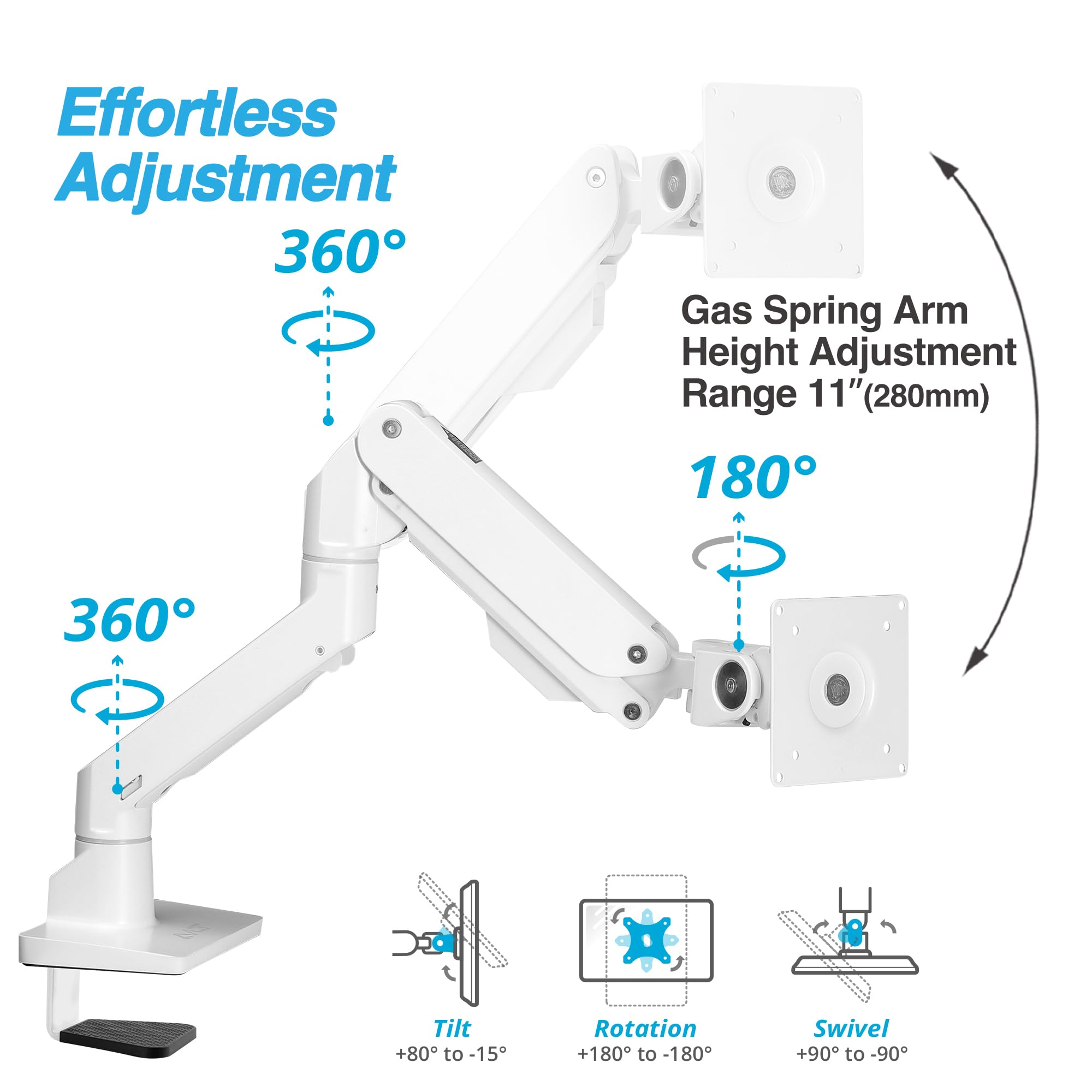Avlt Single 34    57    Monitor Arm Desk Mount Fits One 44 Lbs Heavy Duty Monitor Full Motion Height Swivel Tilt Rotation Adjust