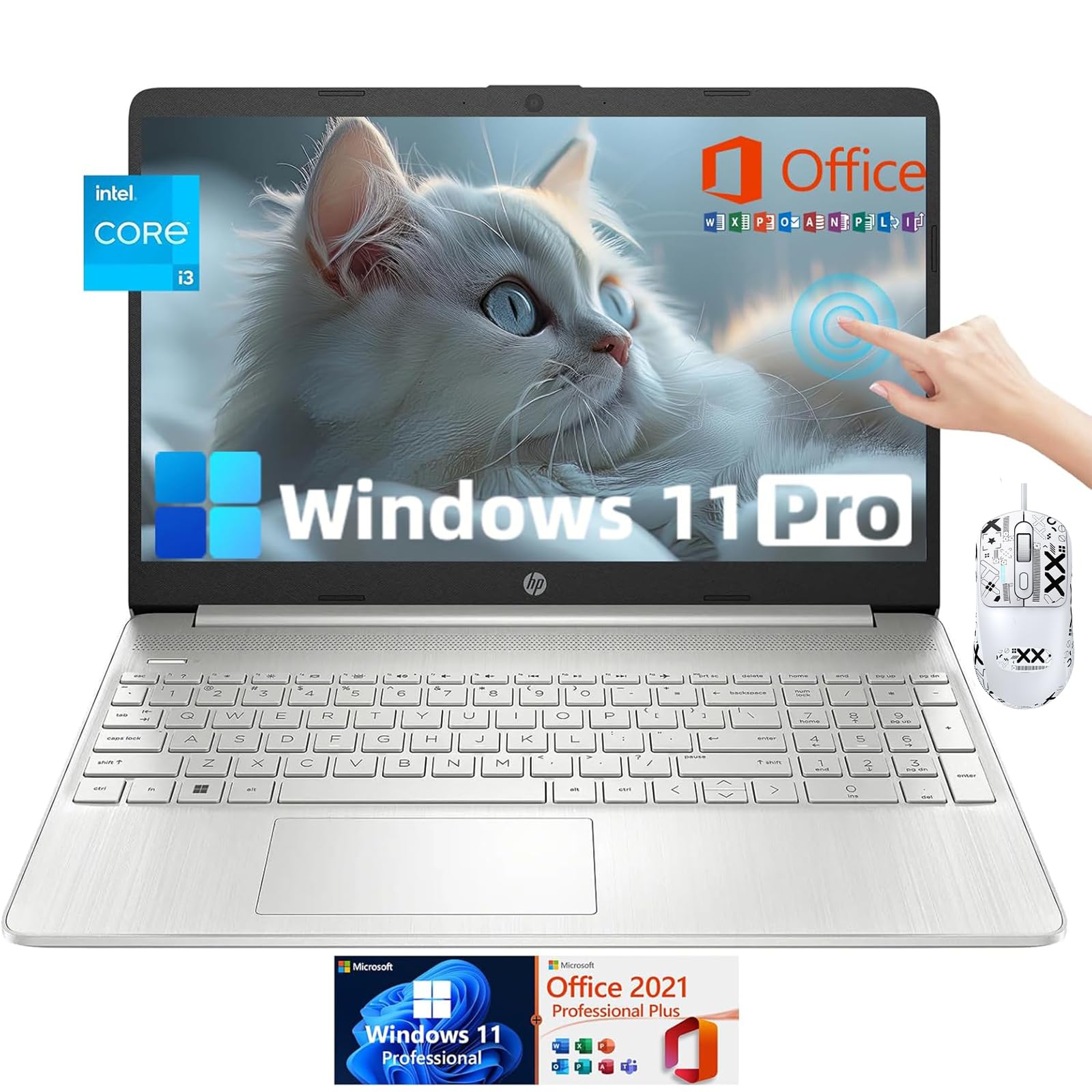 HP 15.6-in Everyday Touchscreen Laptop - with Microsoft Office Lifetime License - Intel i3-1215U(6-core), 32GB RAM, 1TB SSD, Int