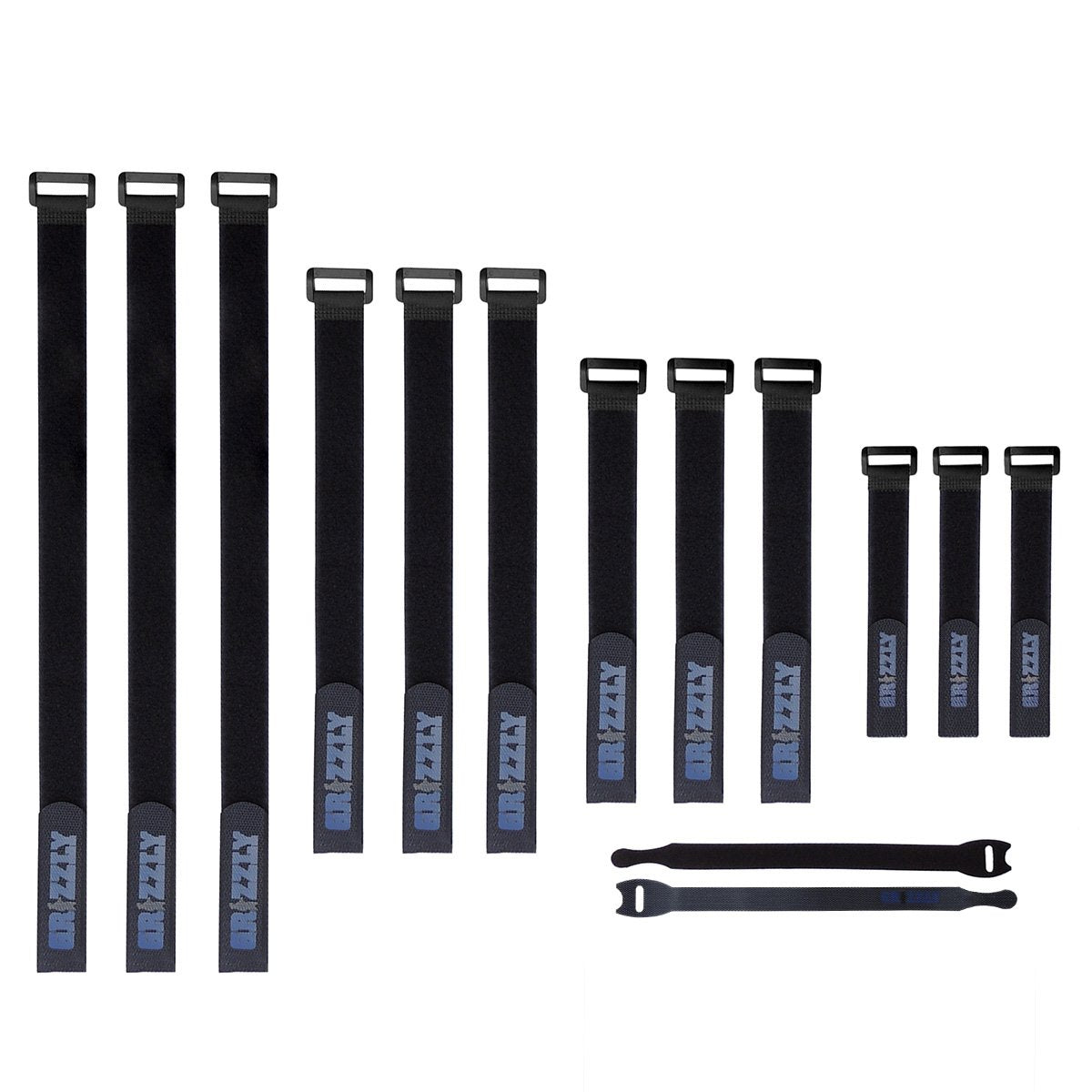 Officewerks Reusable Fastening Cable Straps And Ties, Variety Sizes (8'' 12'' 15'' 20'') Assorted 12 Pack, Black Nylon, Adjustab