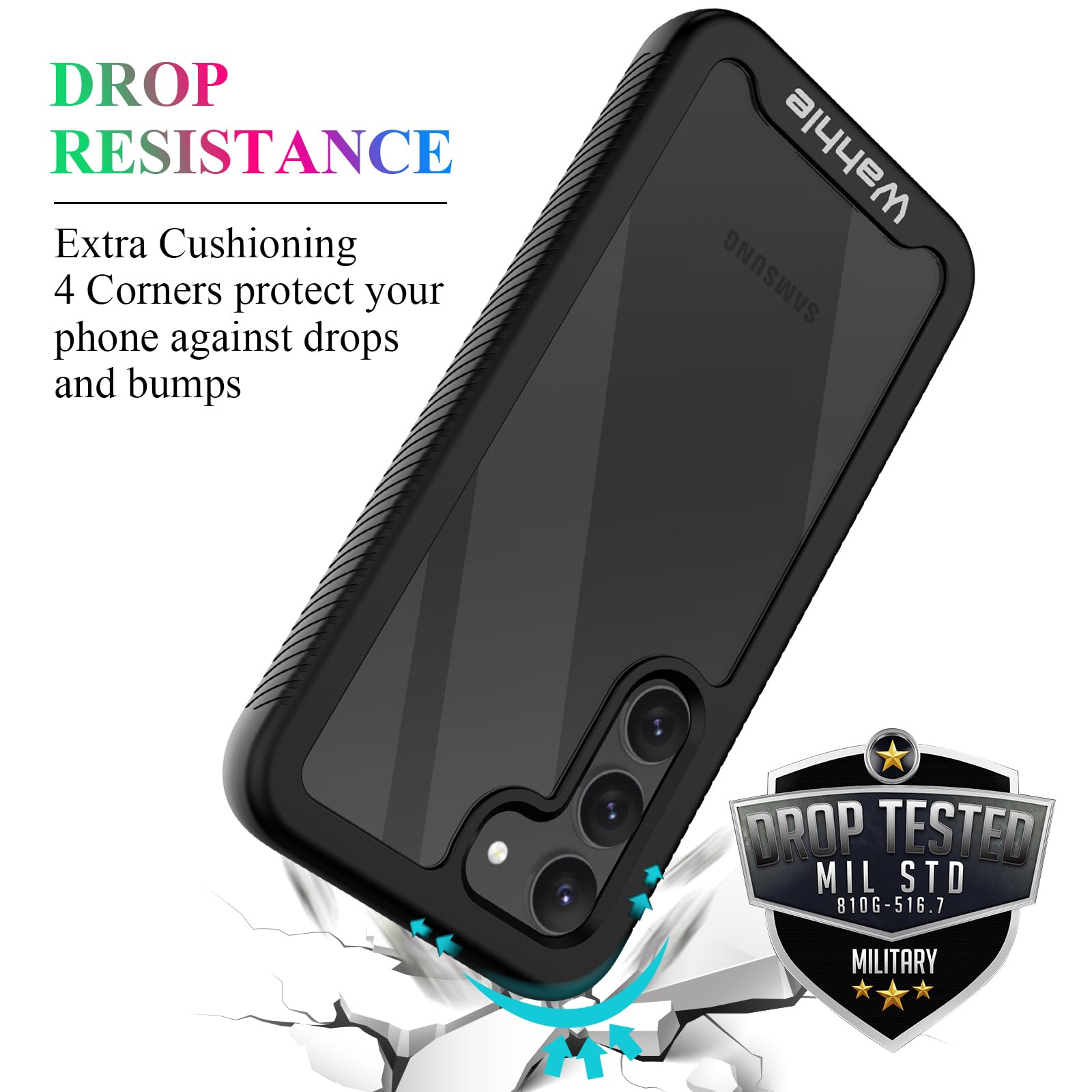 Wahhle Compatible With Samsung Galaxy S23 Case, Built In Screen Protector Full Body Shockproof Slim Fit Bumper Protective Phone