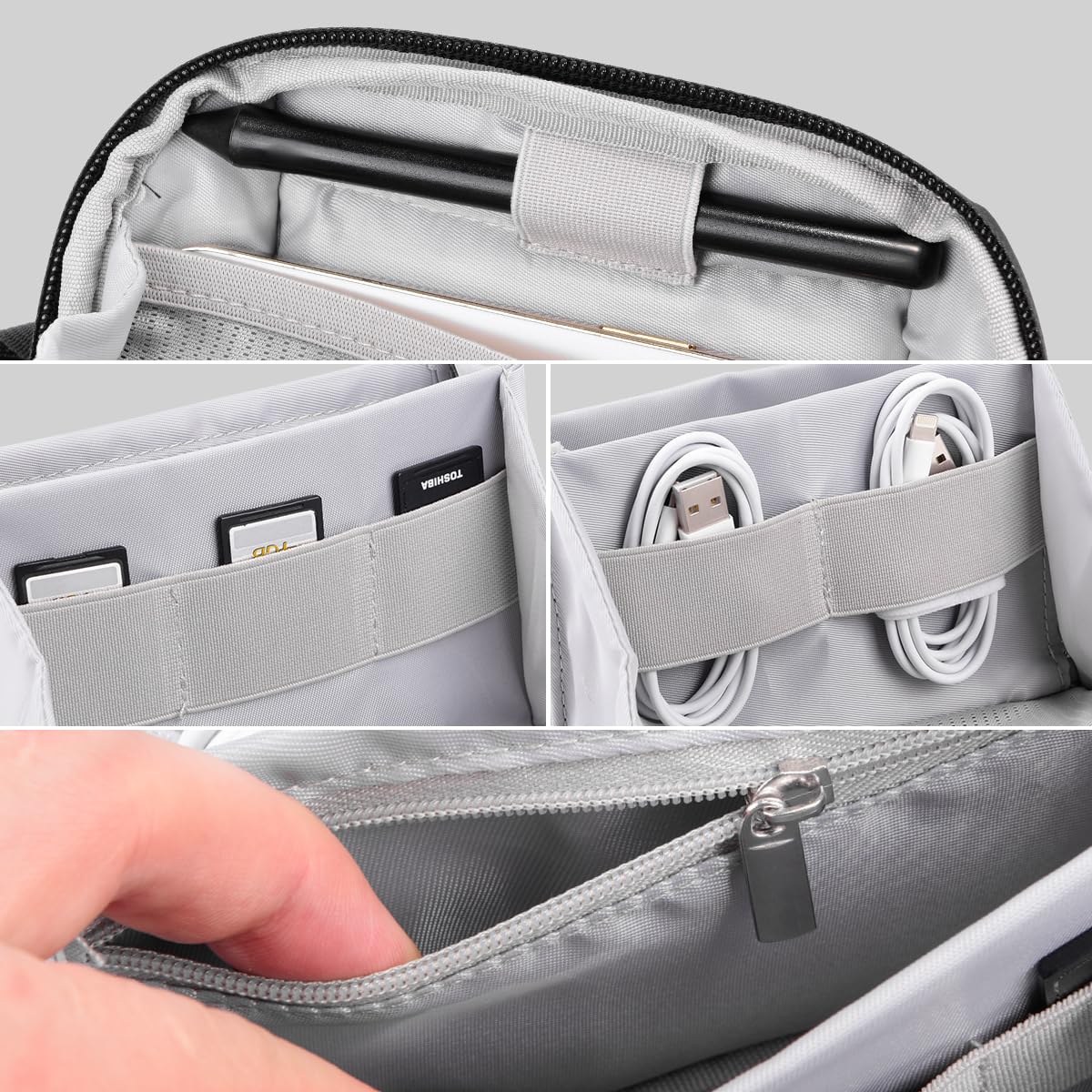 Ddgro Small Electronics Organizer Travel Case   Cord, Cable, Charger, Power Bank Organizer & Pouch (Dark Grey Mini)