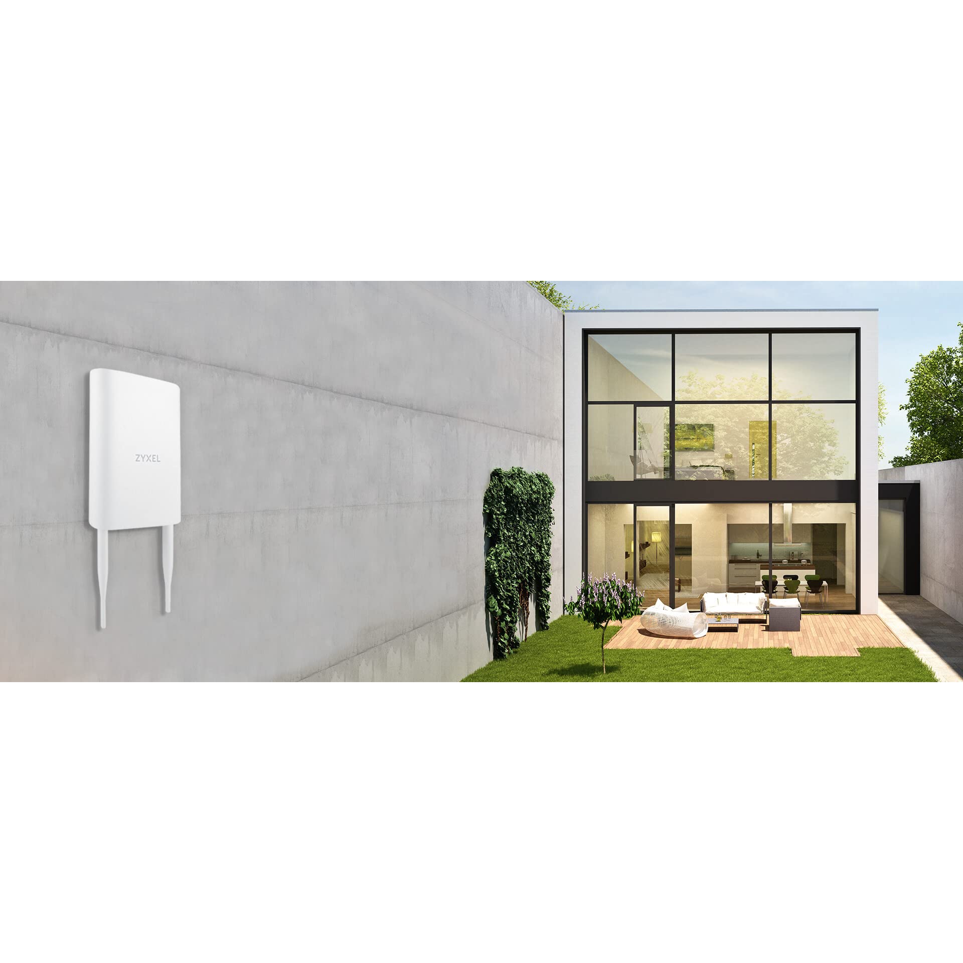 Zyxel True Wifi6 Ax1800 Outdoor Access Point (802.11Ax Dual Band) Small Business Wifi Wsmart Mesh Ip55 Rated & Mu Mimo Poe Power