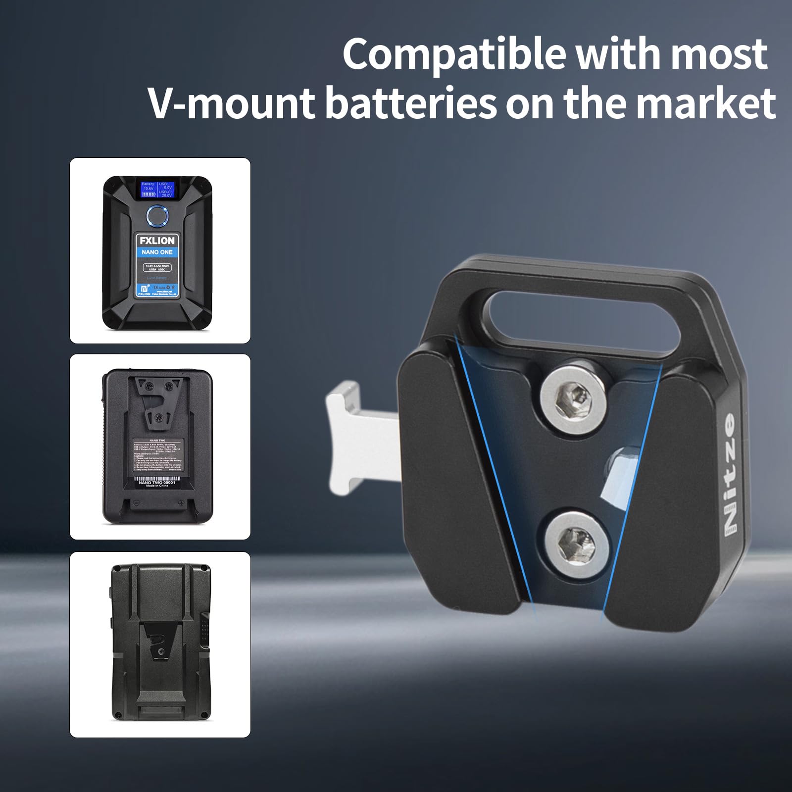 Nitze Mini V Mount Battery Plate, V Mount Adapter, Aluminum Alloy V Mounty Plate With 1/4' Screws   N21F