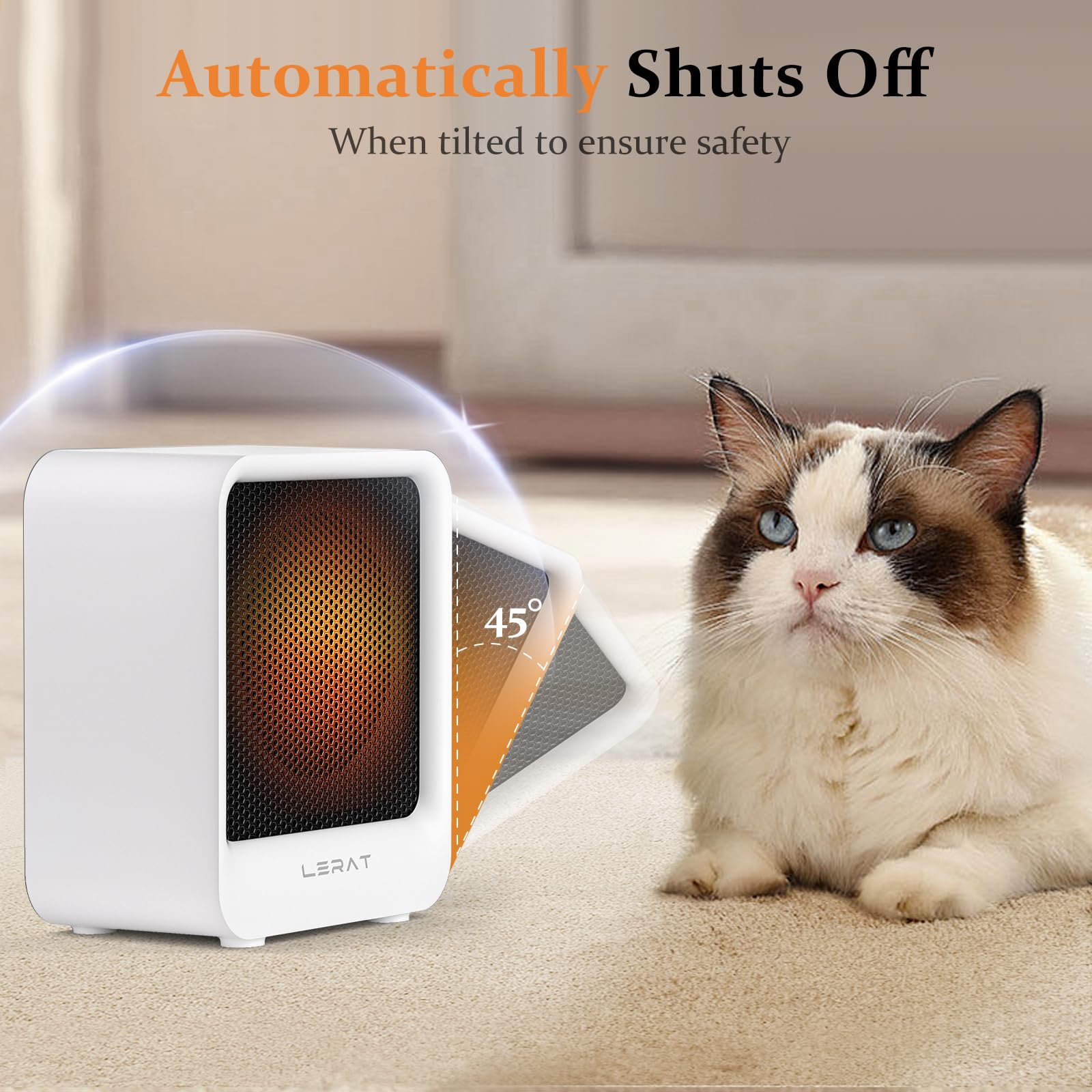 Electric Space Heater, Small Portable Heater For Indoor Use, 500 Watts High Output & 2 Speeds, Mini Personal Heater For Office D