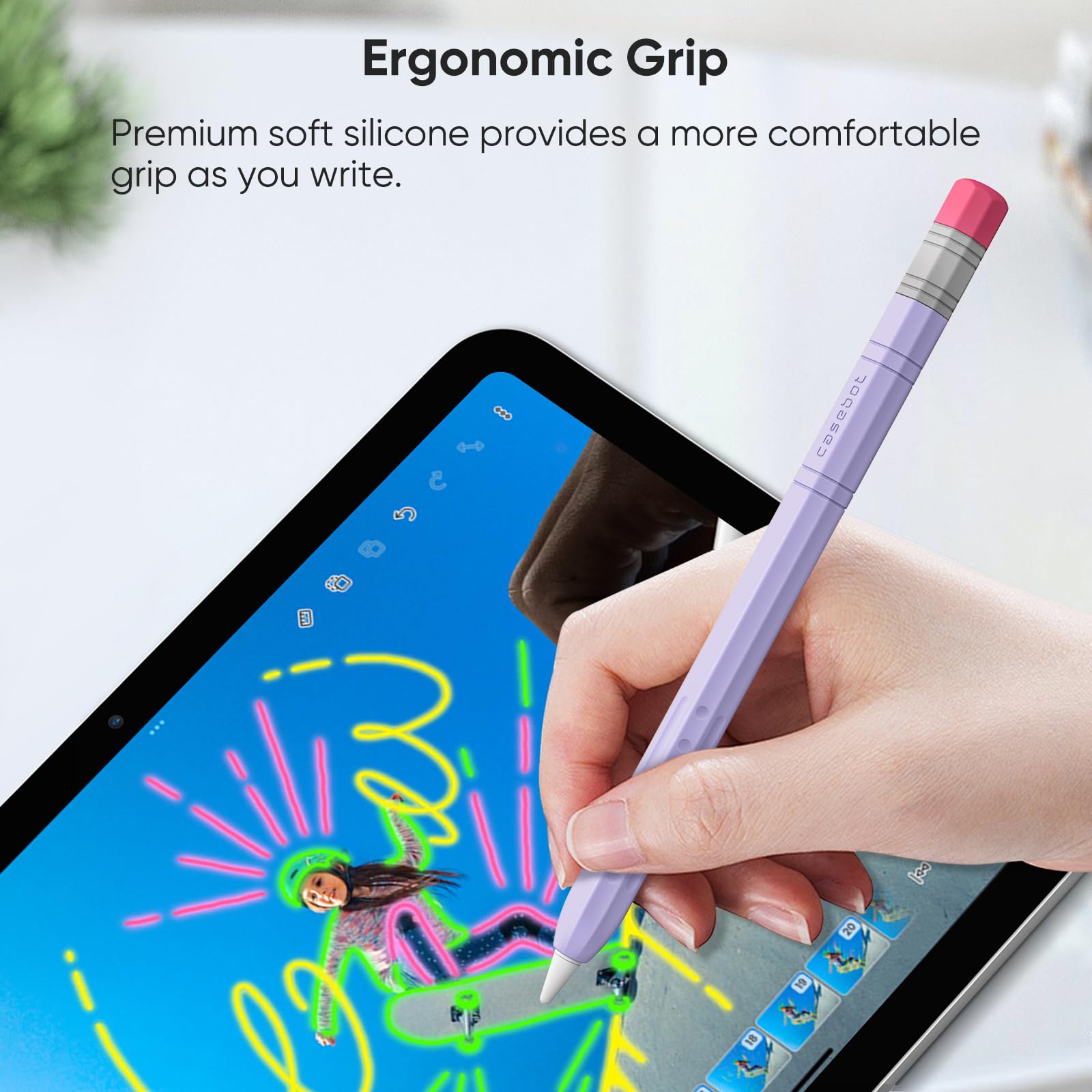 Fintie Silicone Sleeve For Apple Pencil (Usb C), Light Pen Skin Case Cover Soft Protective Anti Slip Pencil Grip Holder, Support