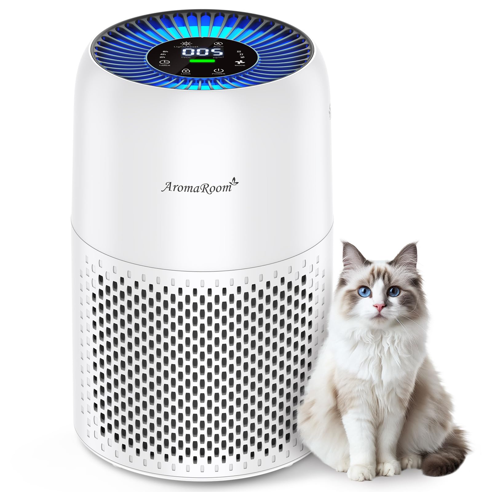 Pet Air Purifier for Home, AromaRoom Air Purifiers for Pet Hair Dander Odor Allergies Smoke, H13 HEPA Air Filter, Air Quality Mo