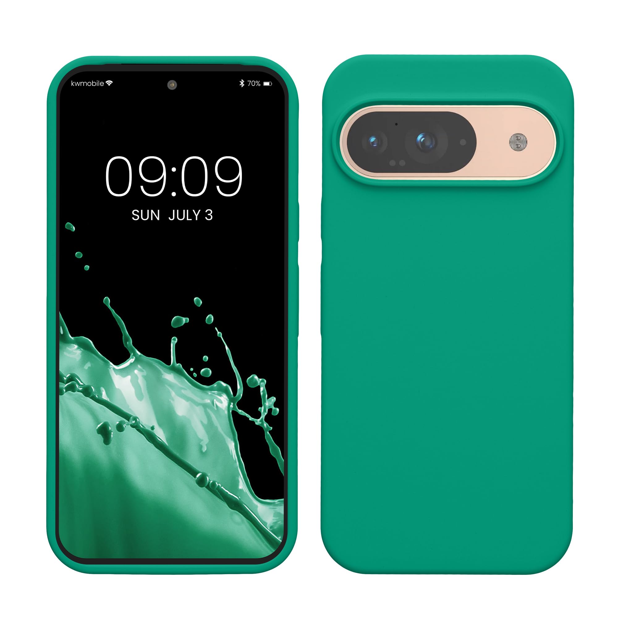 kwmobile Case Compatible with Google Pixel 9 / Pixel 9 Pro Case - TPU Silicone Phone Cover with Soft Finish - Emerald Green