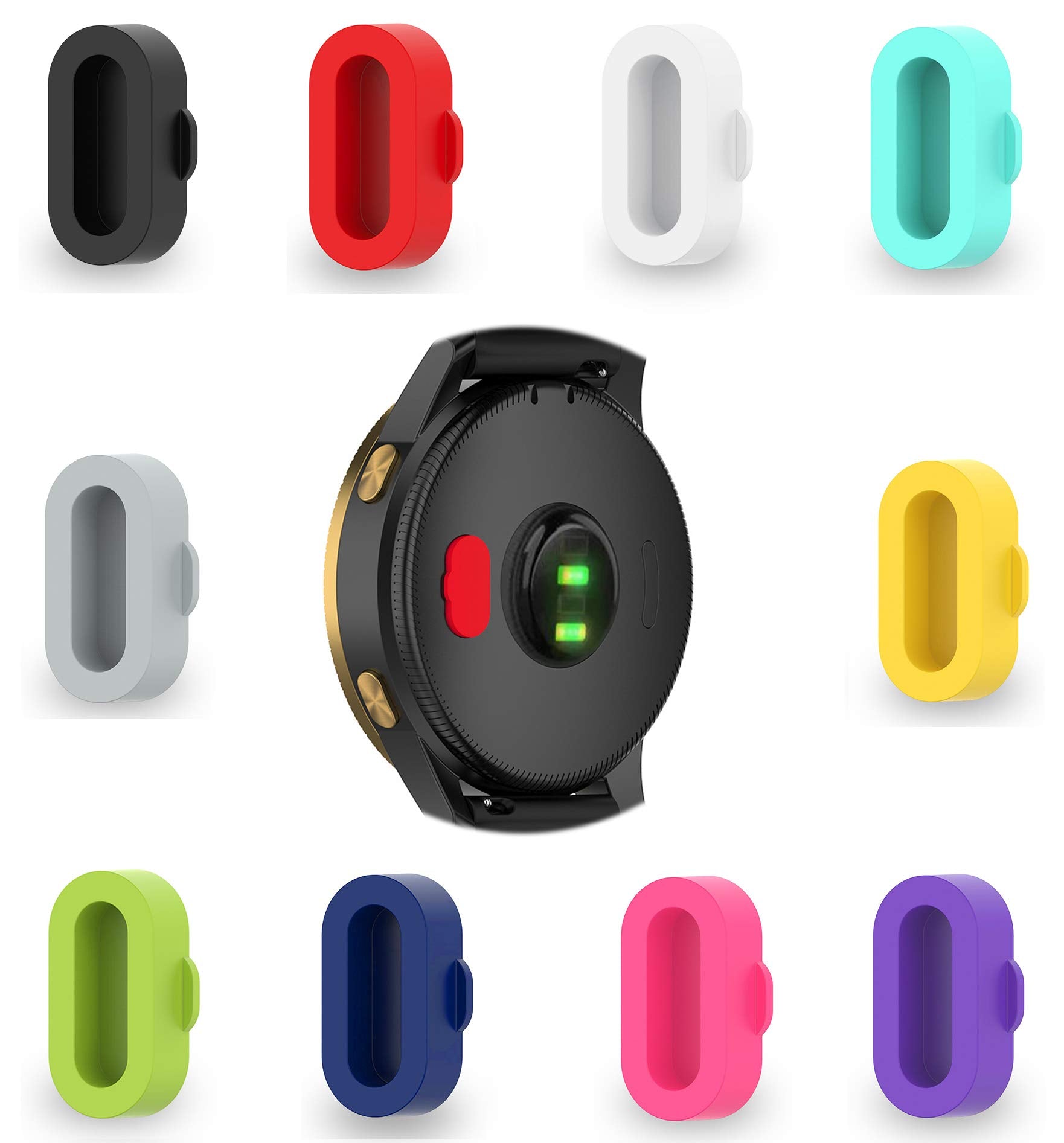 Tokerse 10 Pack Dust Plug Compatible With Garmin Fenix 7 7S 7X 6 6S 6X Pro 5 5S 5X Plus/Vivoactive 3/4/Venu Sq/Forerunner 245/935 Silicone Charger Port Protector Anti Dust Plugs Caps Cover  Multicolor