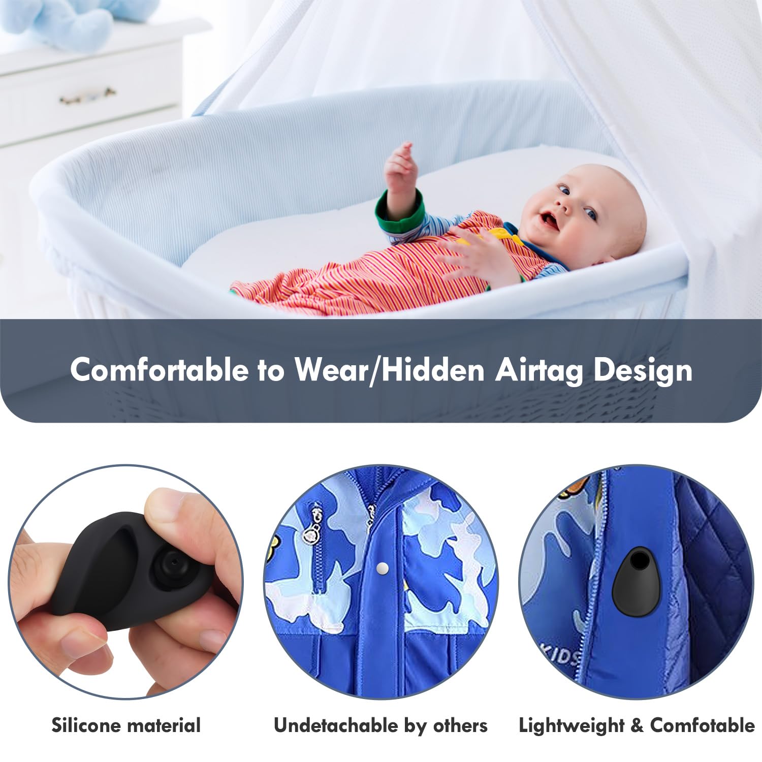 2 Pack Airtag Holder For Kids Hidden,Gps Tracker Case, Anti Removal Airtag Silicone Case With Pins, Suitable For Children, Elder