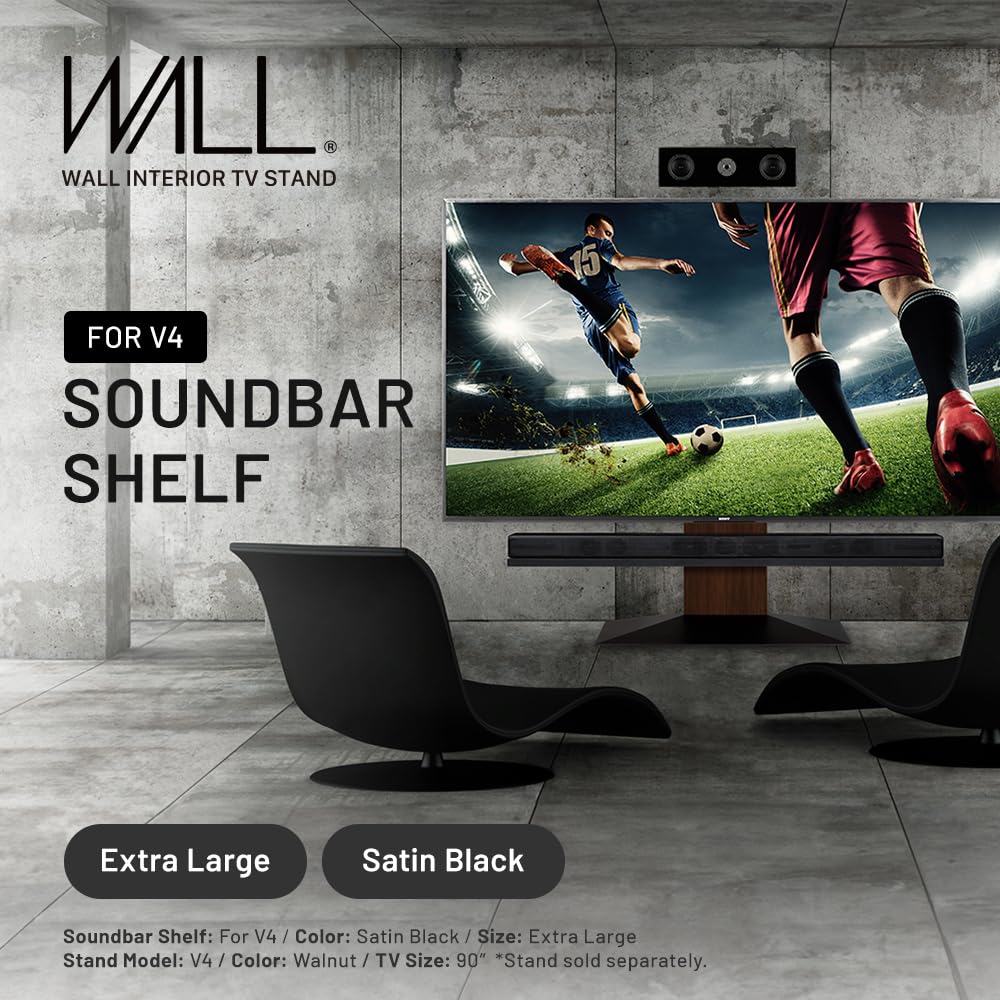 Wall Soundbar Shelf For Tv Stand Model V4, Extra Large Size, Width 130 Cm / 51.2'', Satin Black