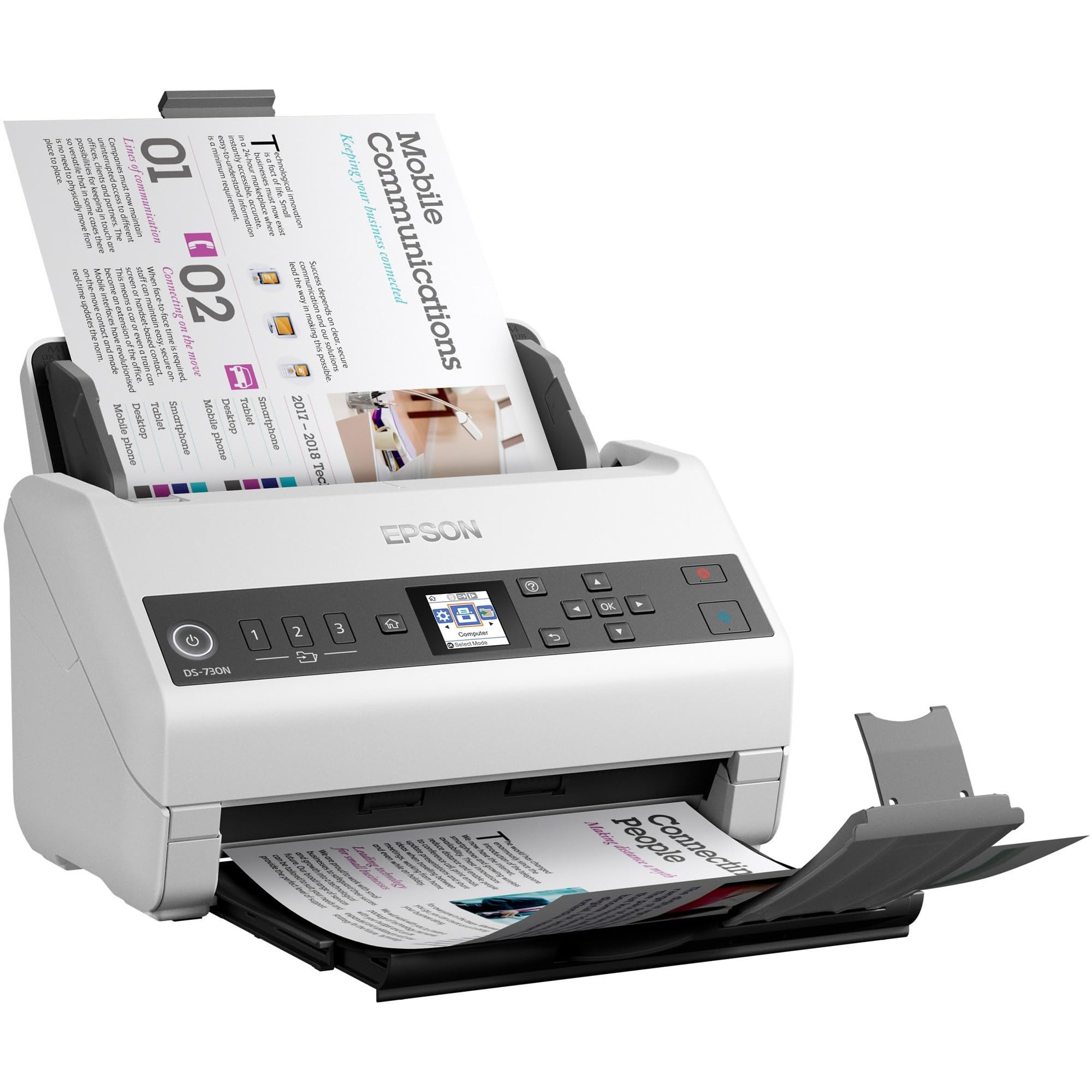 Epson Ds 730N Network Color Document Scanner, 100 Page Auto Document Feeder (Adf), Duplex Scanning