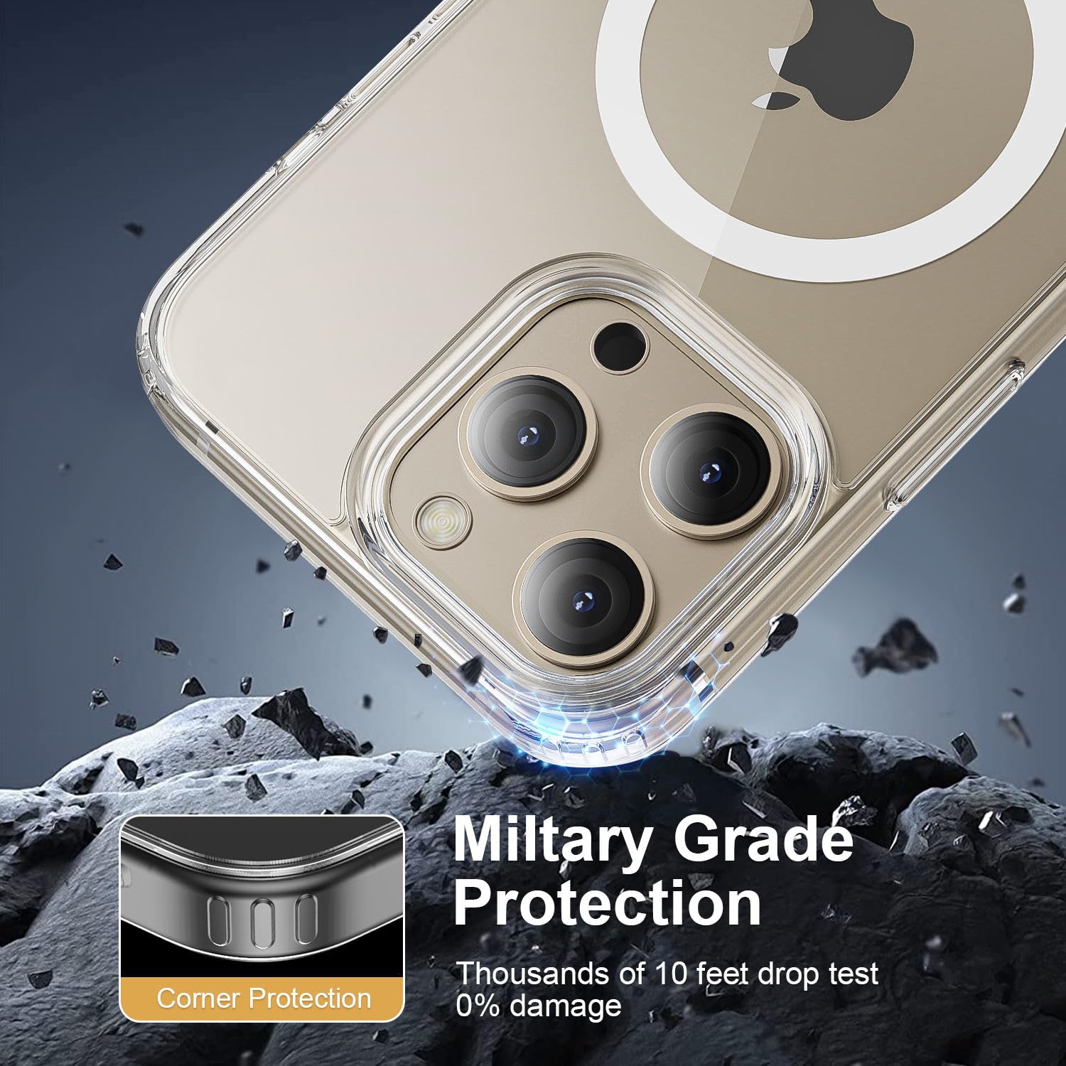 Gyizho For Iphone 15 Pro Case, Compatible With Magsafe [Yellowing Resistant] With 1X Screen Protector + 1X Camera Lens Protector