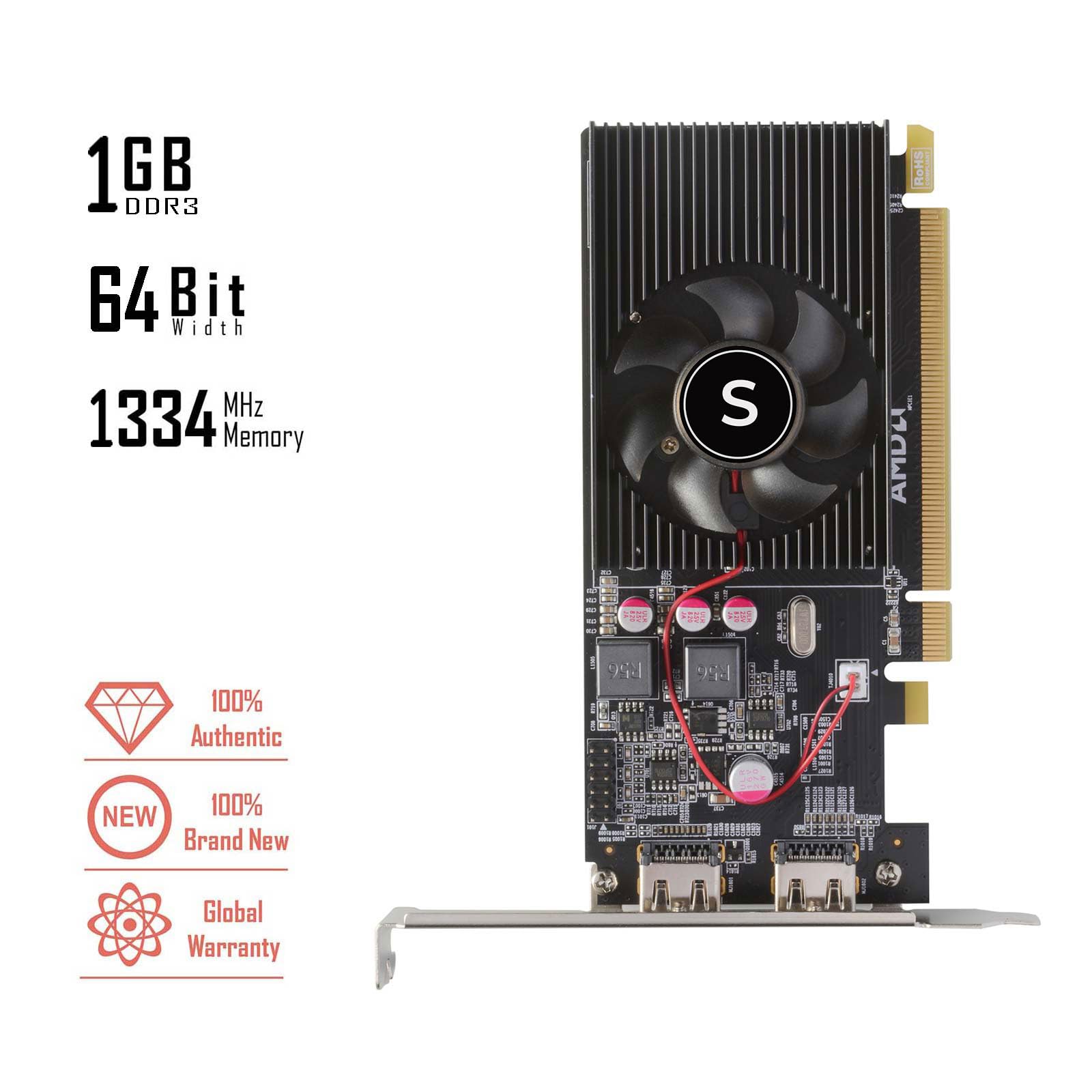 Saplos Radeon Hd 6570 Graphics Card, Dual Hdmi, 1G Gddr3 64 Bit, Video Cards Pc, Low Profile, Computer Gpu, Pci Express X 16, 60