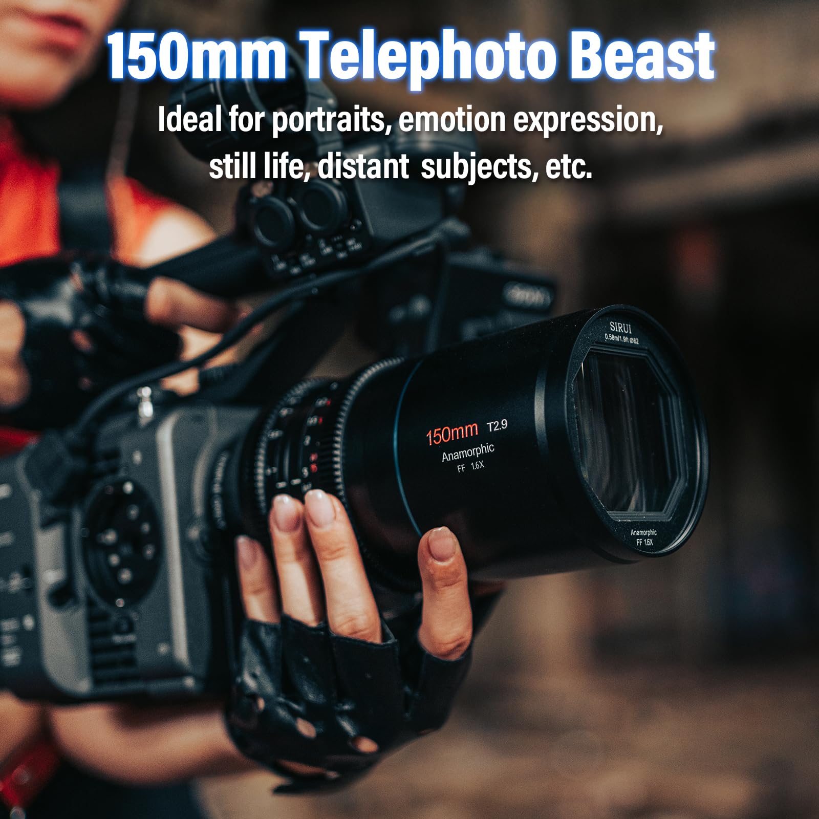 Sirui 150Mm T2.9 1.6X Full Frame Anamorphic Lens, Telephoto Anamorphic Cine Lens (Venus 150Mm E Mount)